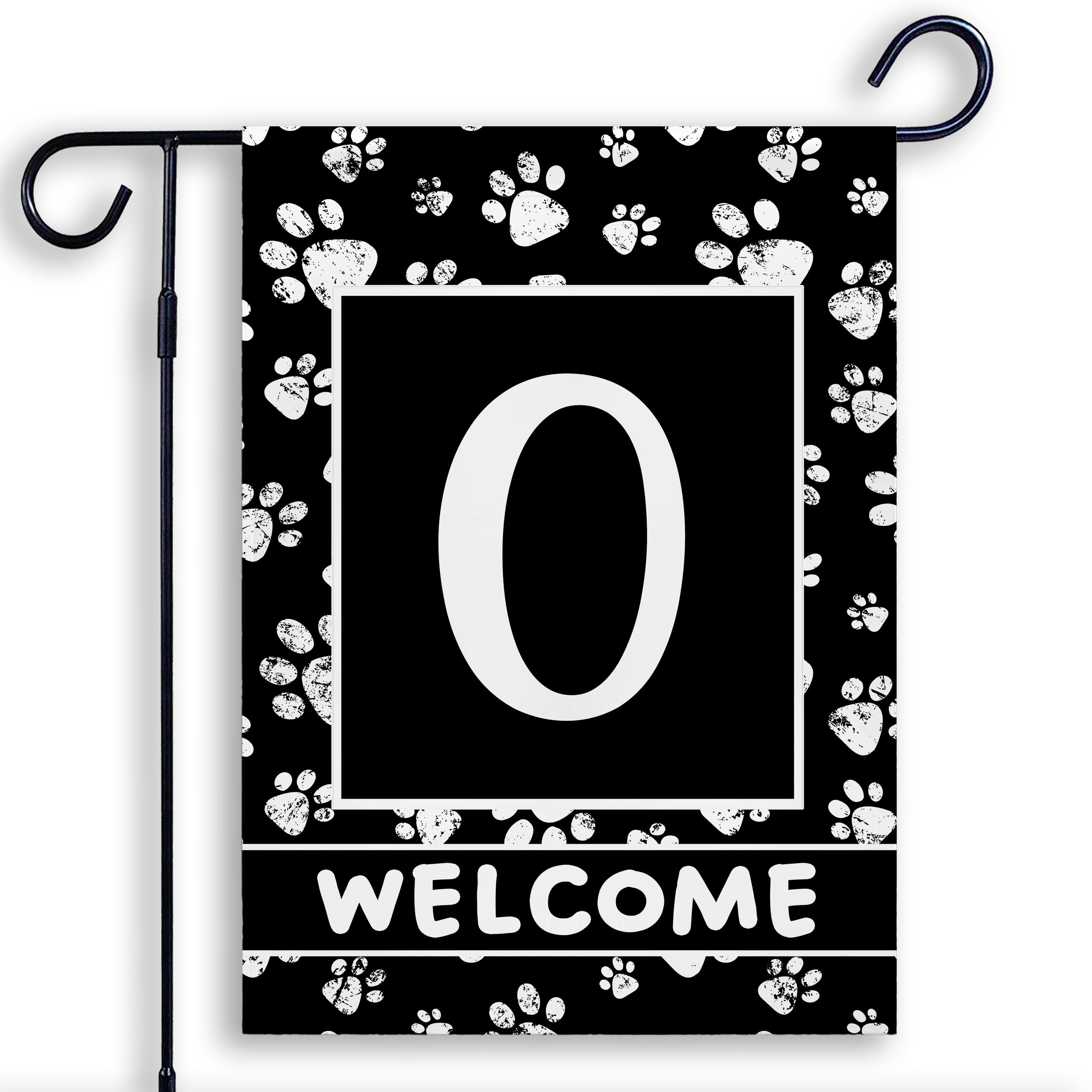Welcome, Chalk Paws, Monogram, Garden Flag