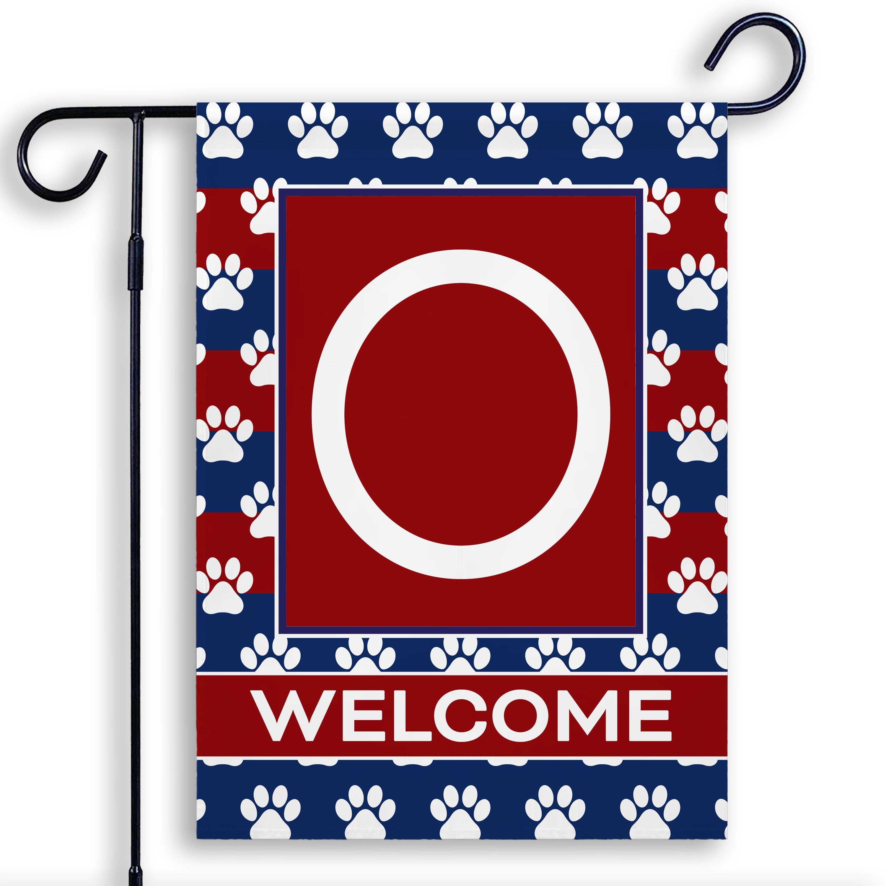 Patriotic, Paws Stripes, Monogram, Garden Flag