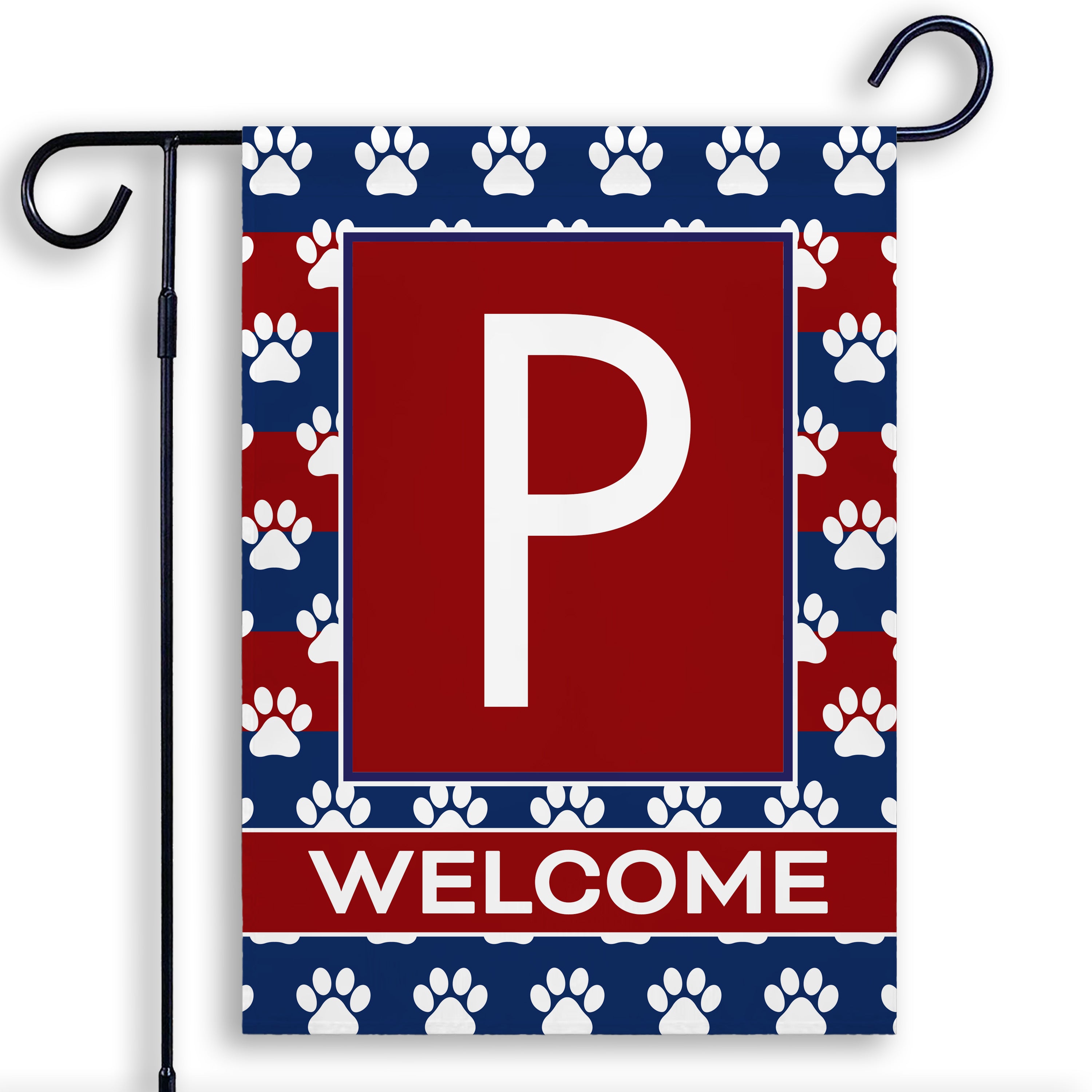 Patriotic, Paws Stripes, Monogram, Garden Flag