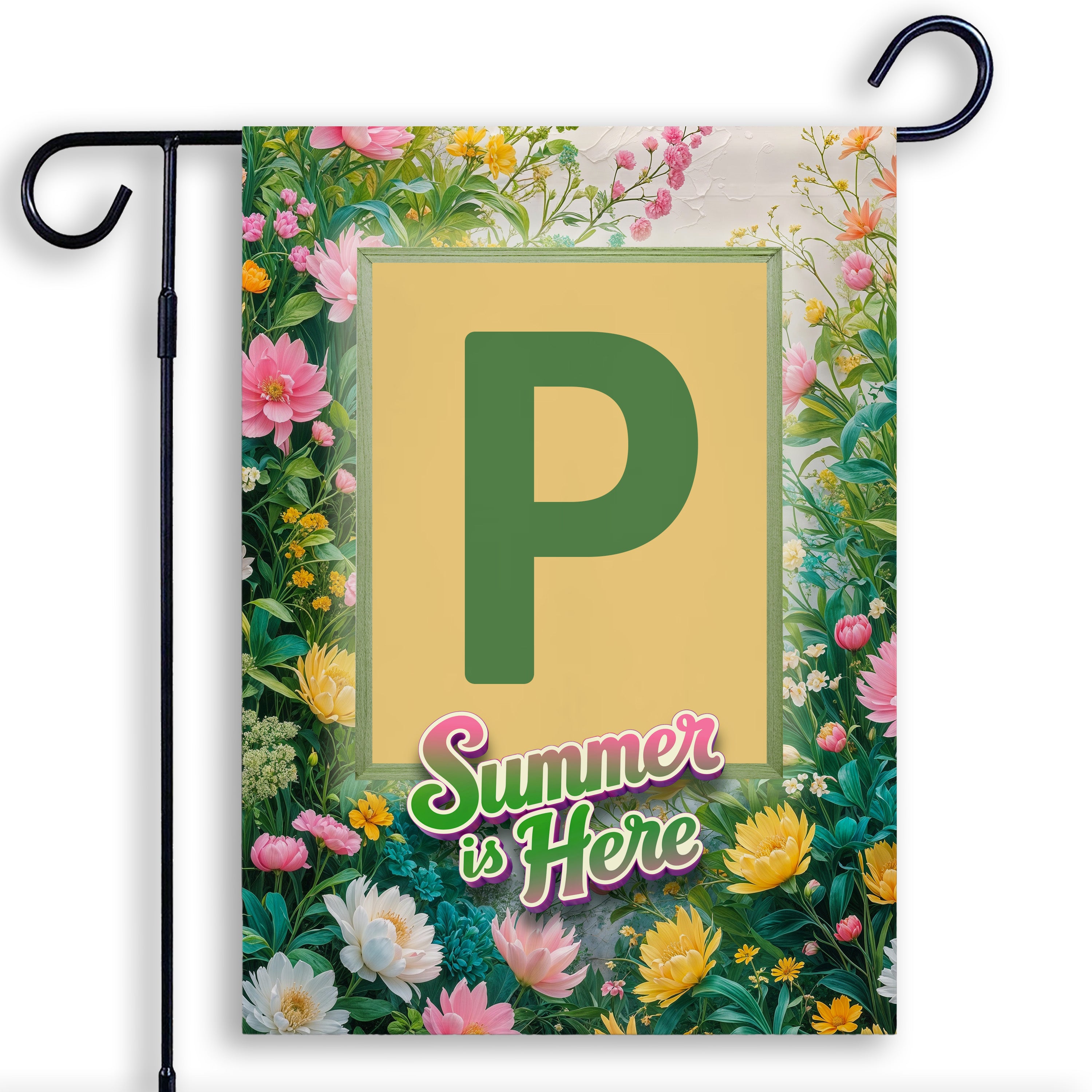 Summer, Summer is Here,  Monogram, Garden Flag