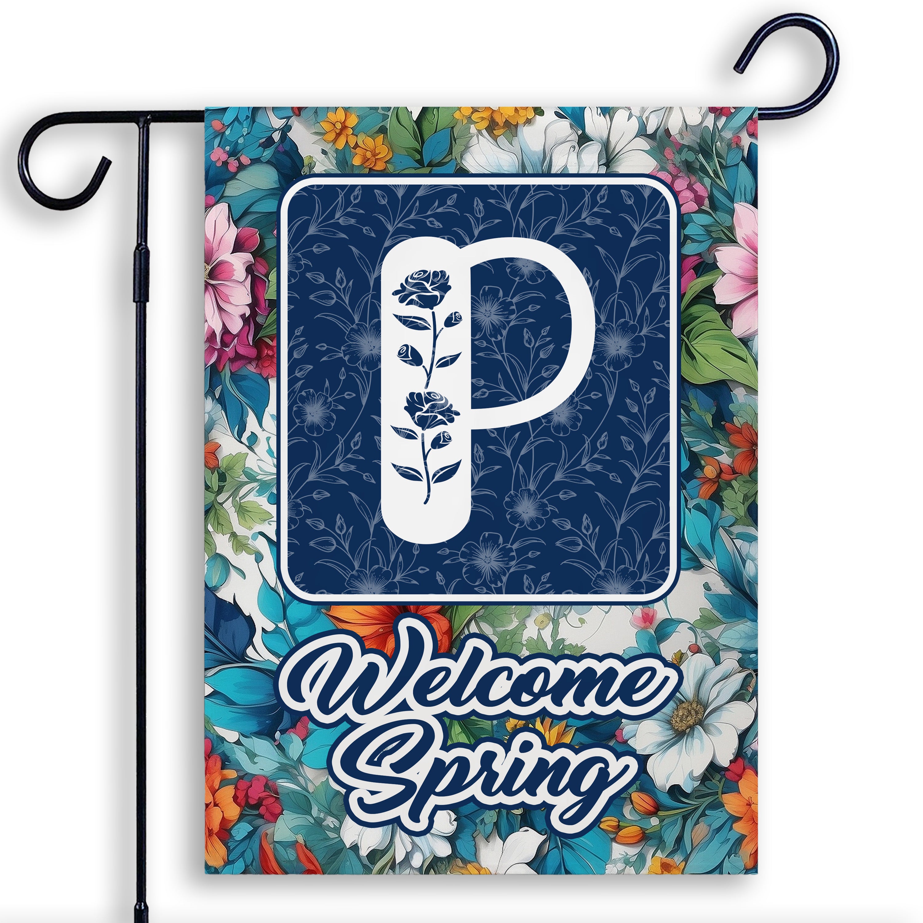 Spring, Welcome Spring,  Monogram, Garden Flag