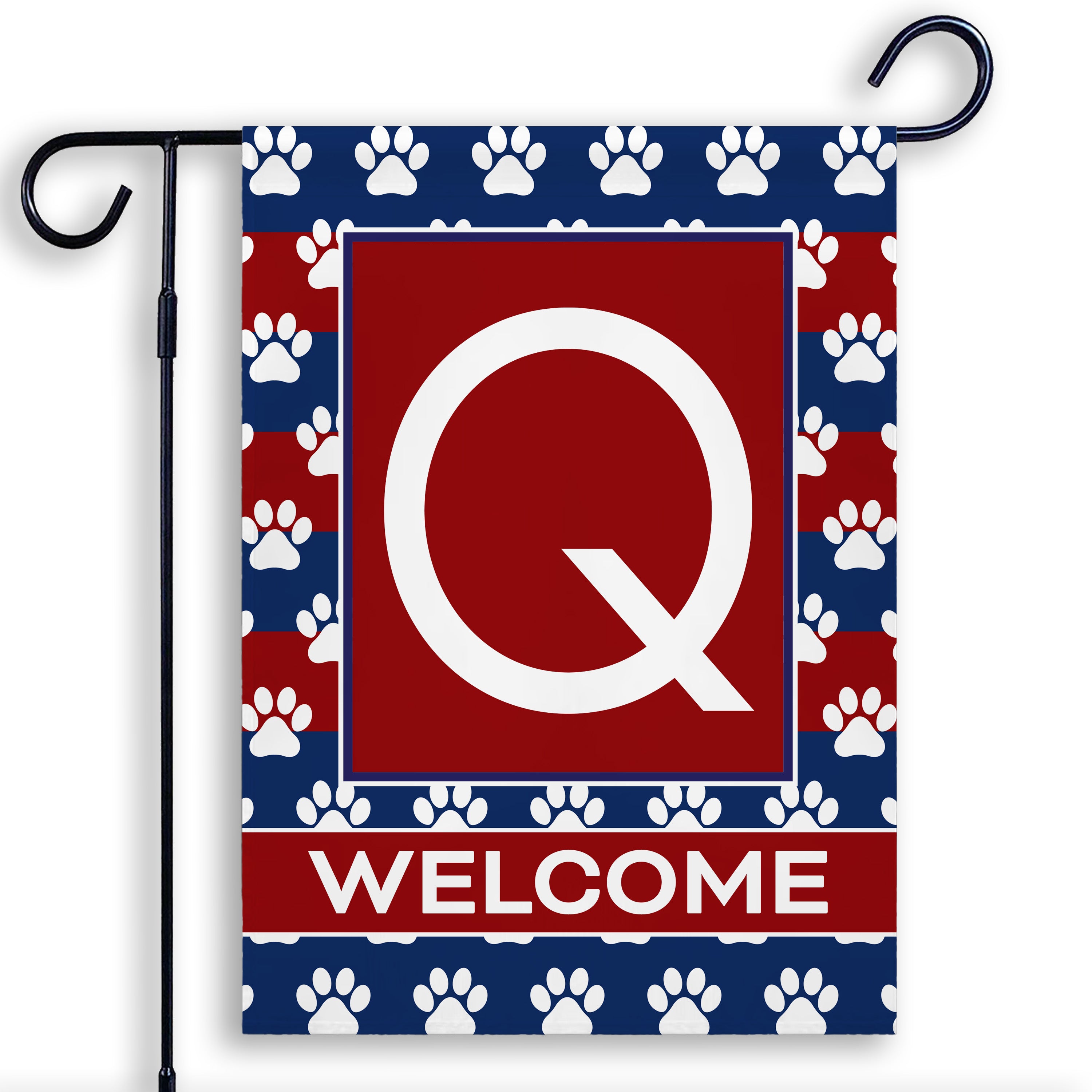 Patriotic, Paws Stripes, Monogram, Garden Flag