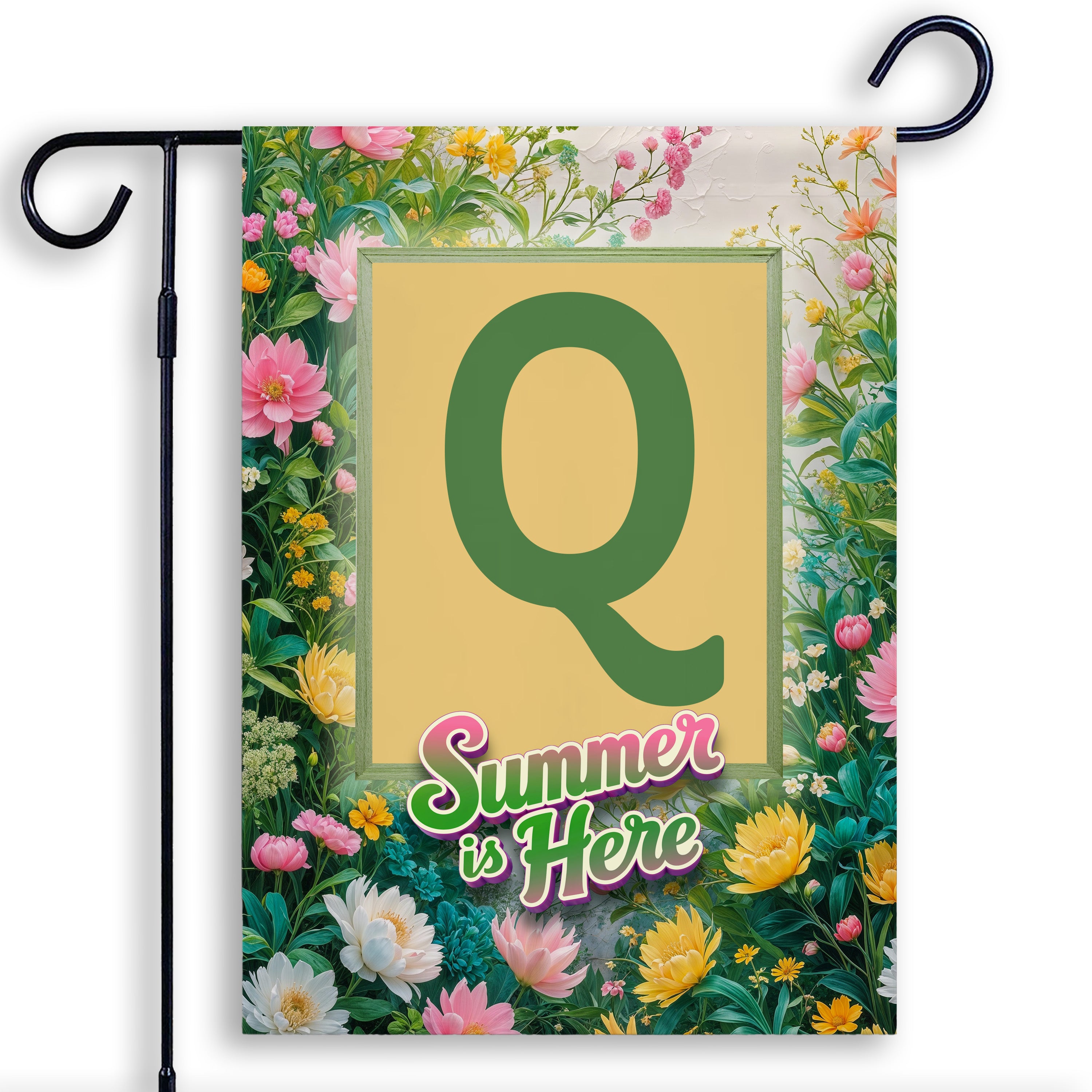 Summer, Summer is Here,  Monogram, Garden Flag