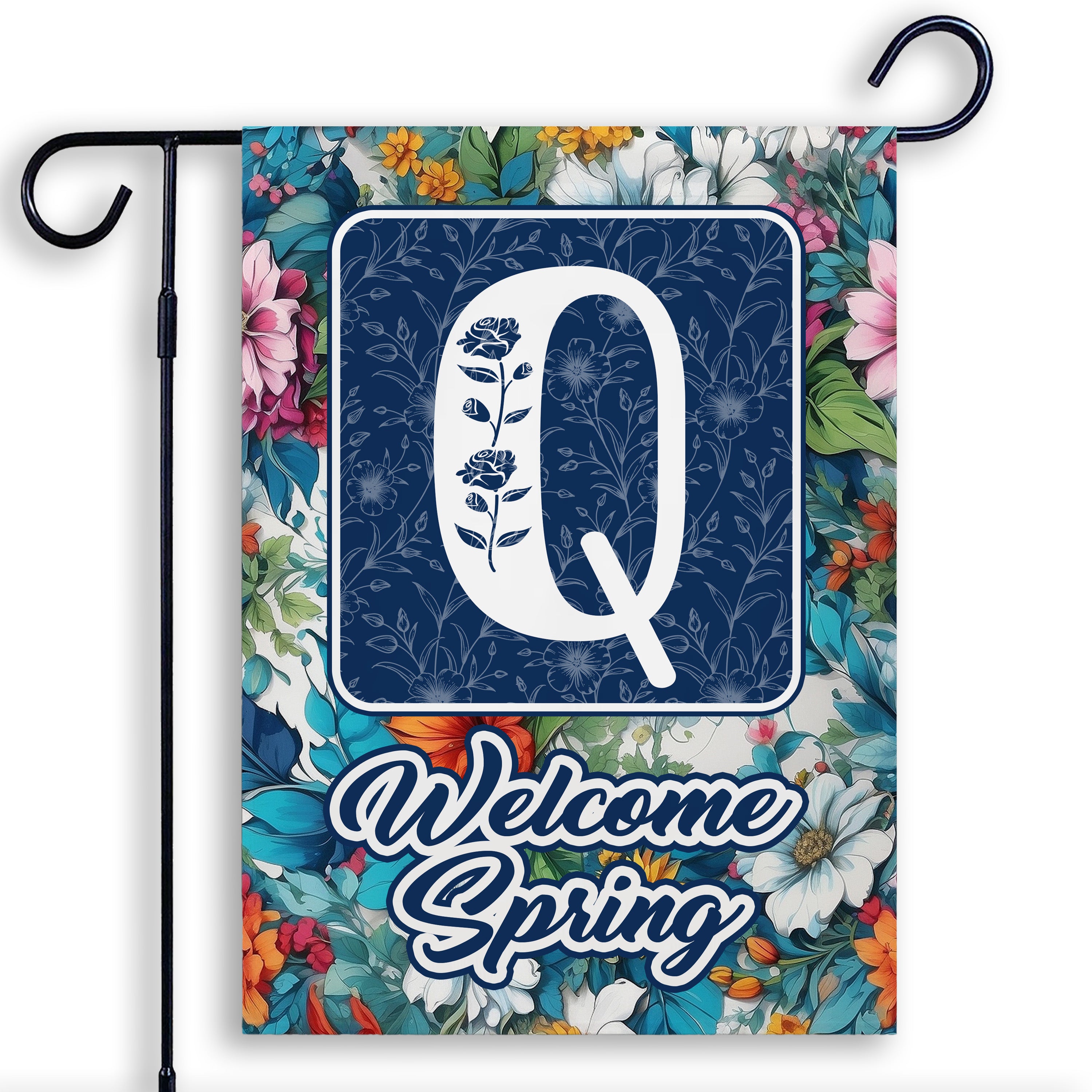 Spring, Welcome Spring,  Monogram, Garden Flag