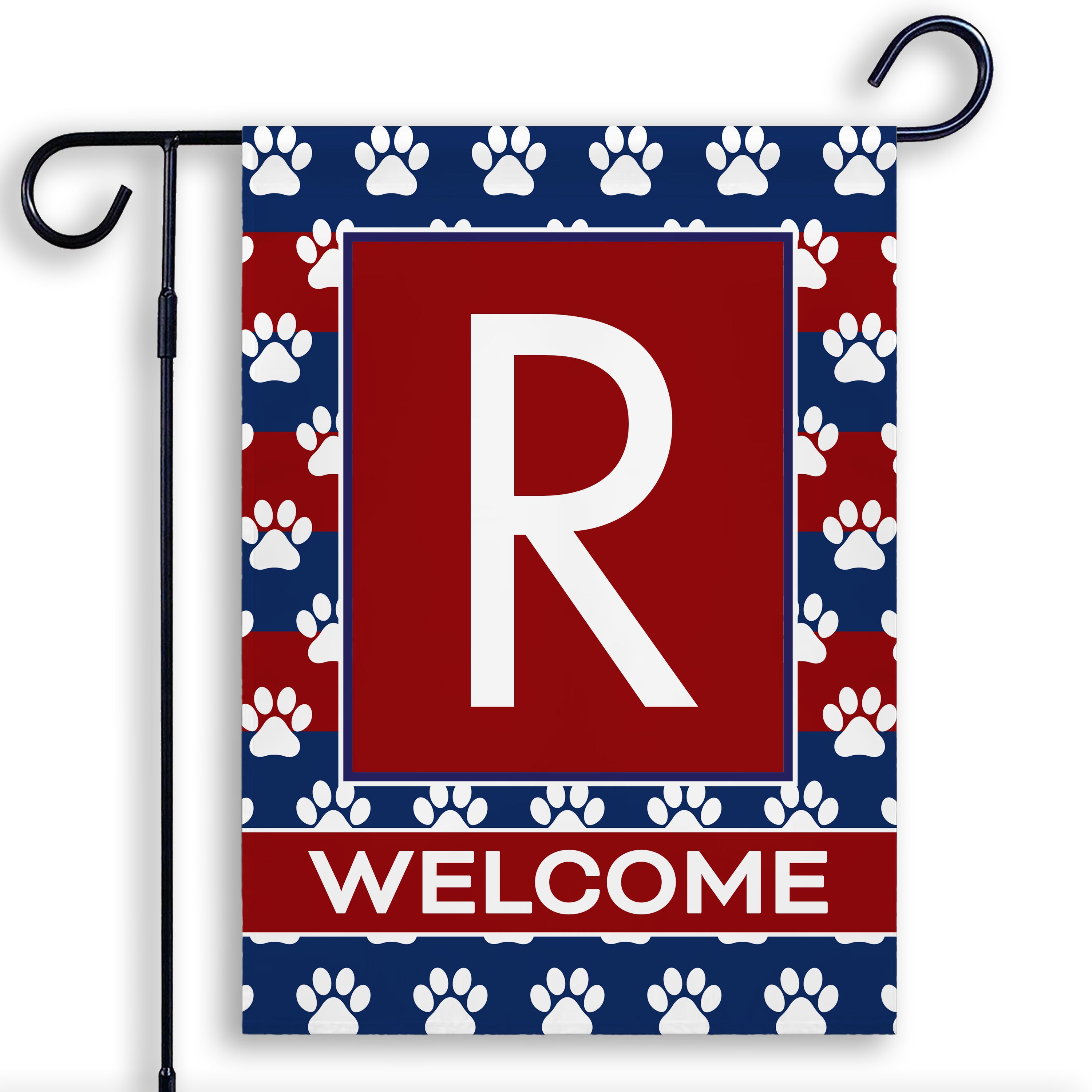 Patriotic, Paws Stripes, Monogram, Garden Flag