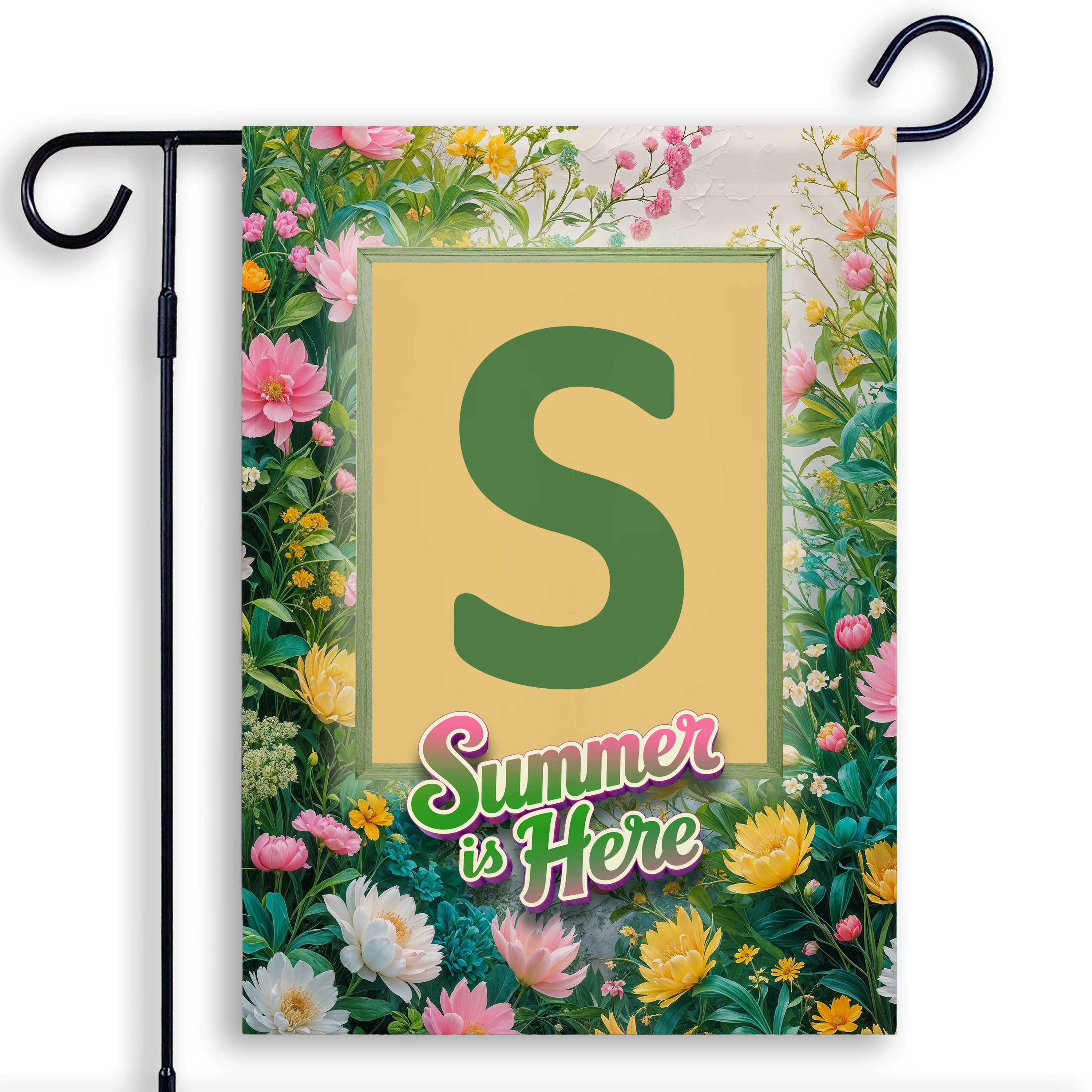 Summer, Summer is Here,  Monogram, Garden Flag