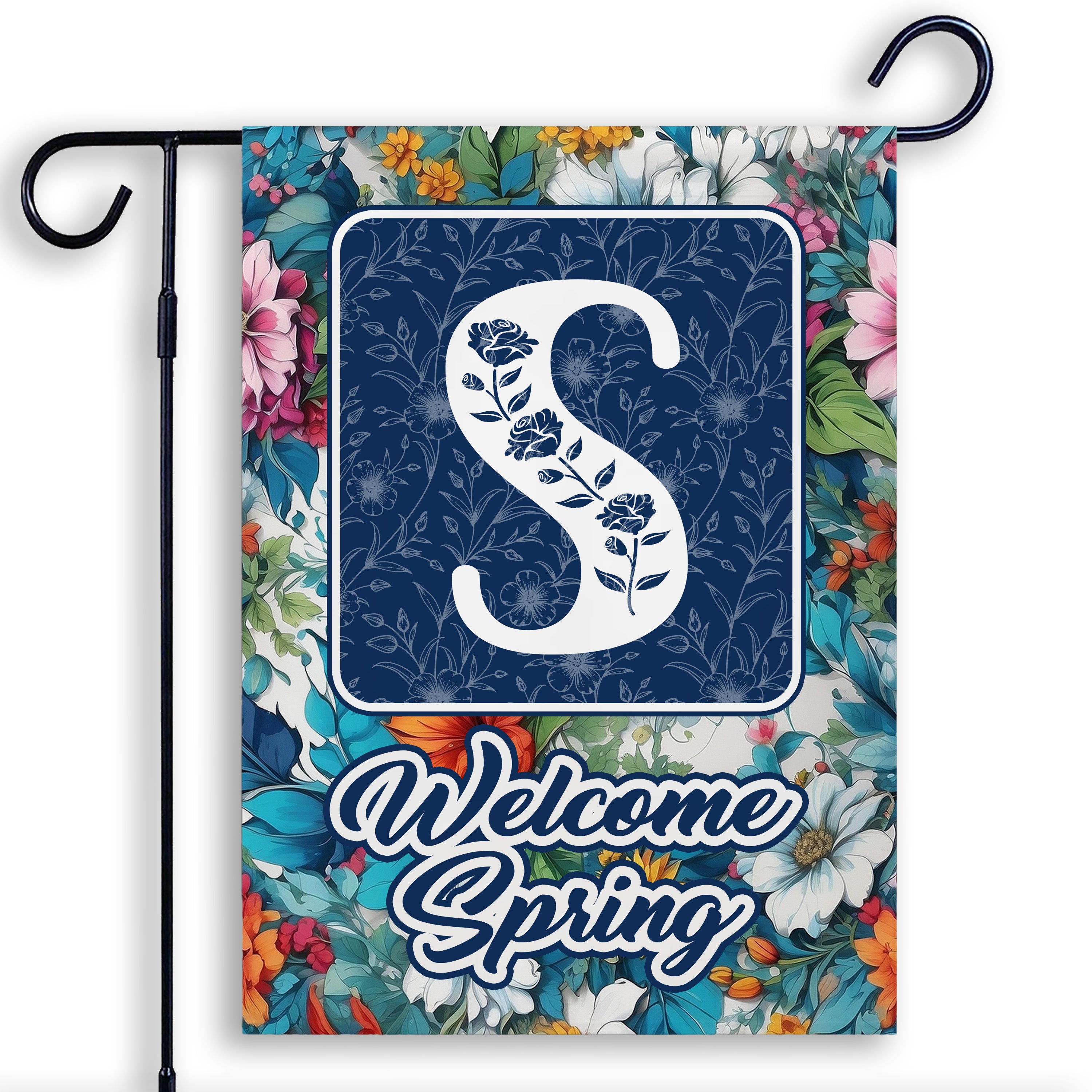 Spring, Welcome Spring,  Monogram, Garden Flag