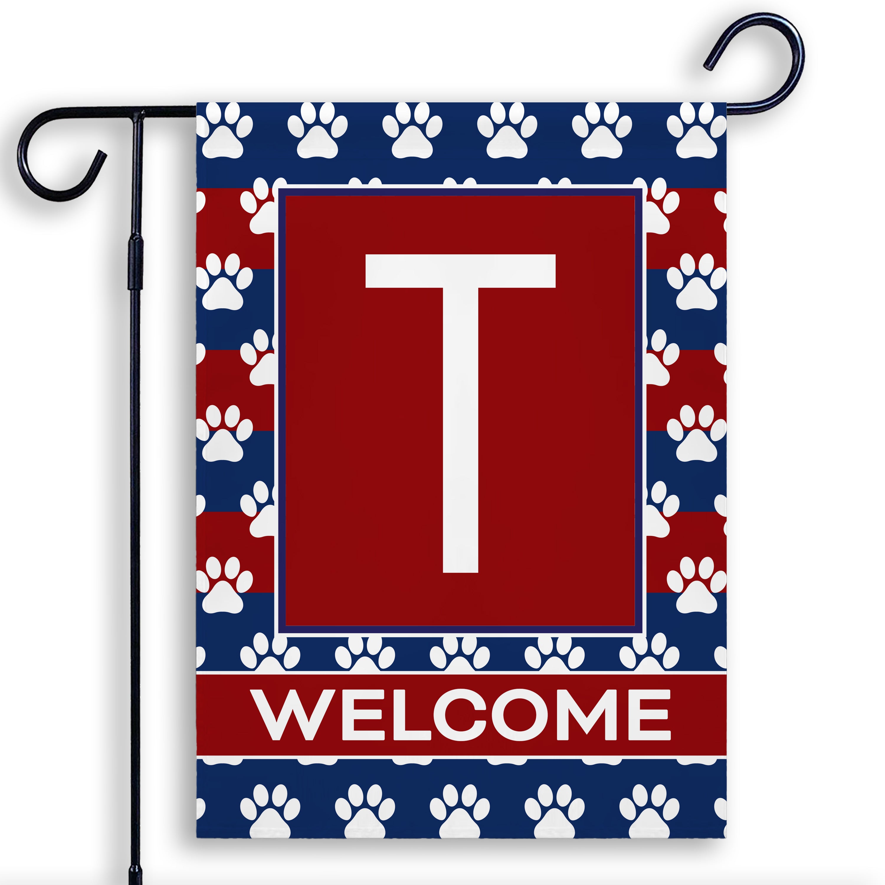 Patriotic, Paws Stripes, Monogram, Garden Flag