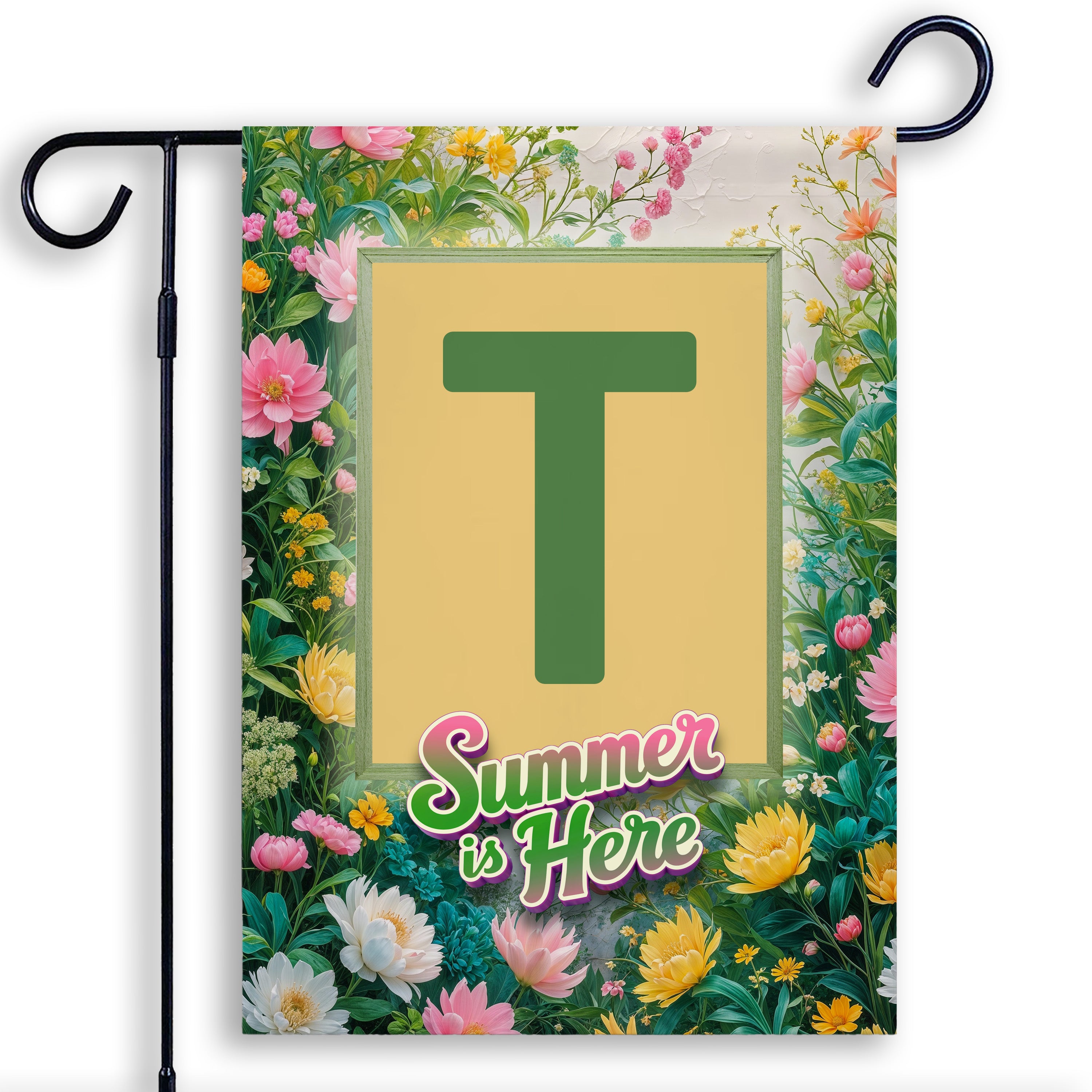 Summer, Summer is Here,  Monogram, Garden Flag