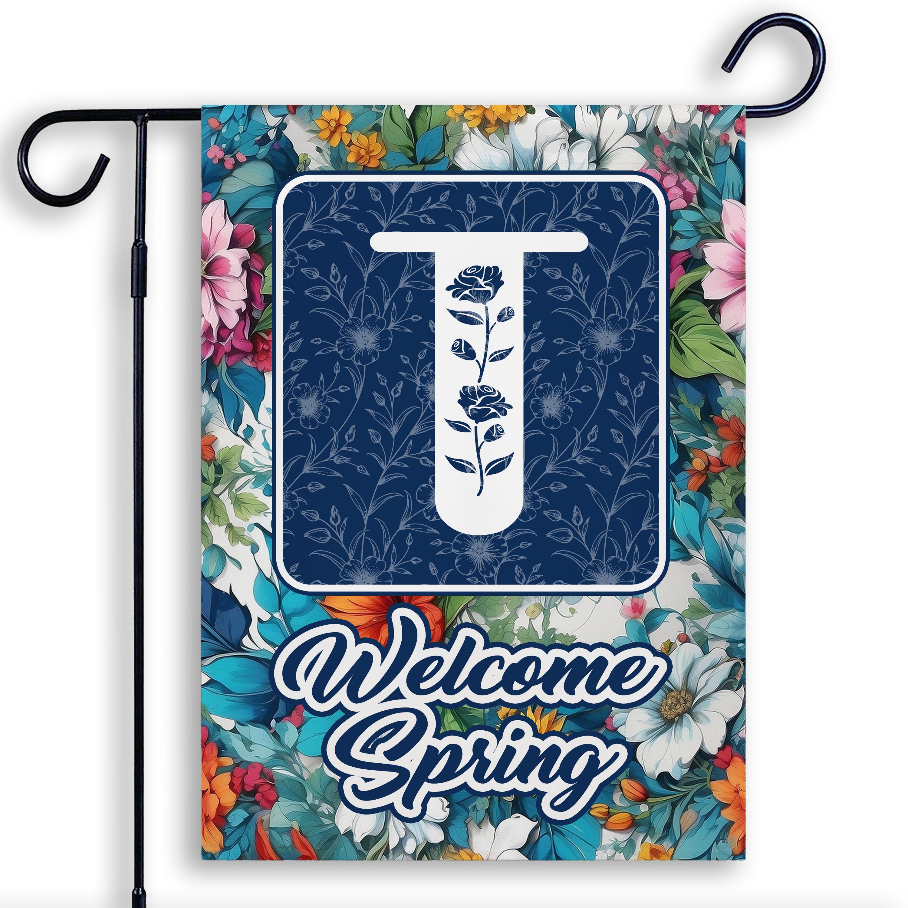 Spring, Welcome Spring,  Monogram, Garden Flag