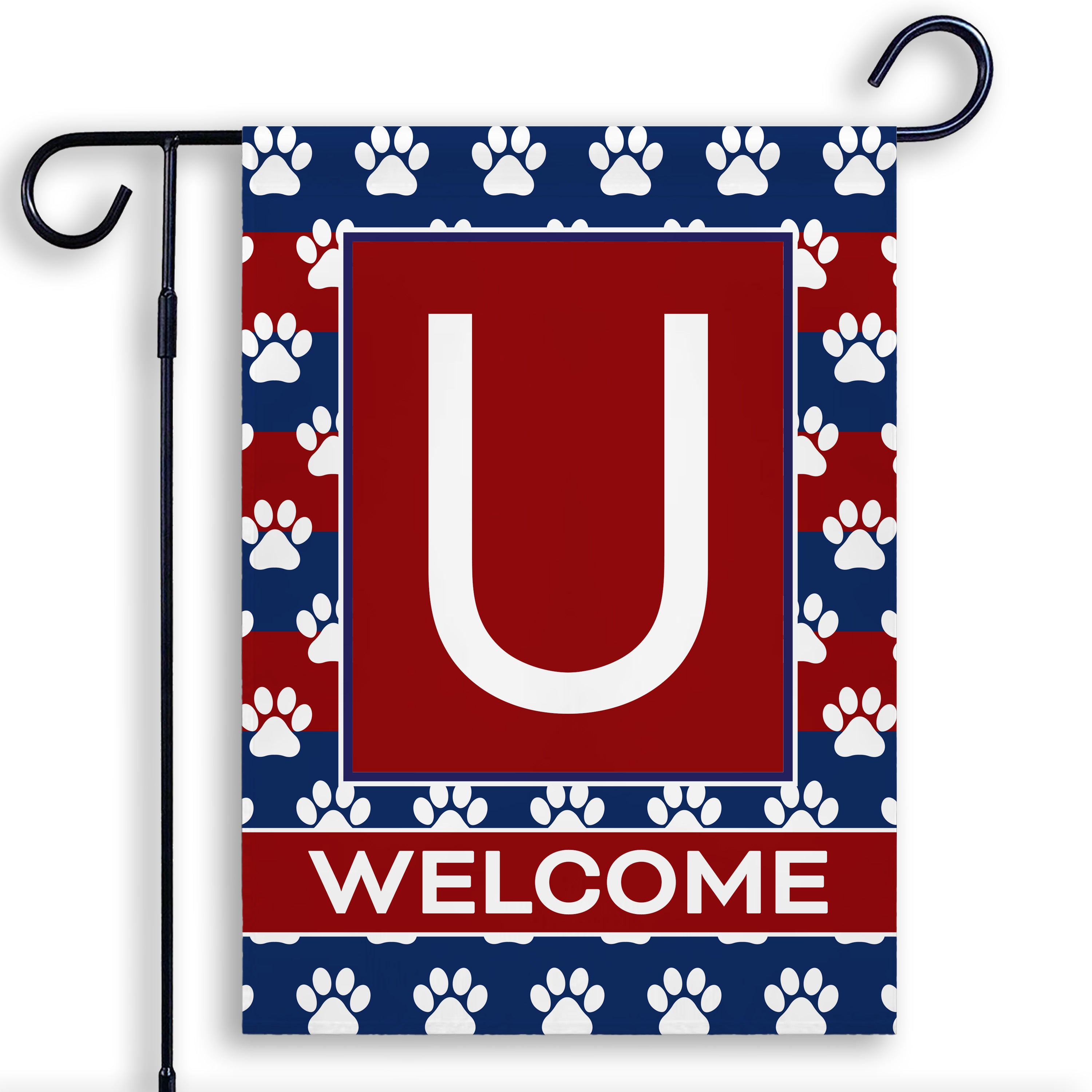 Patriotic, Paws Stripes, Monogram, Garden Flag