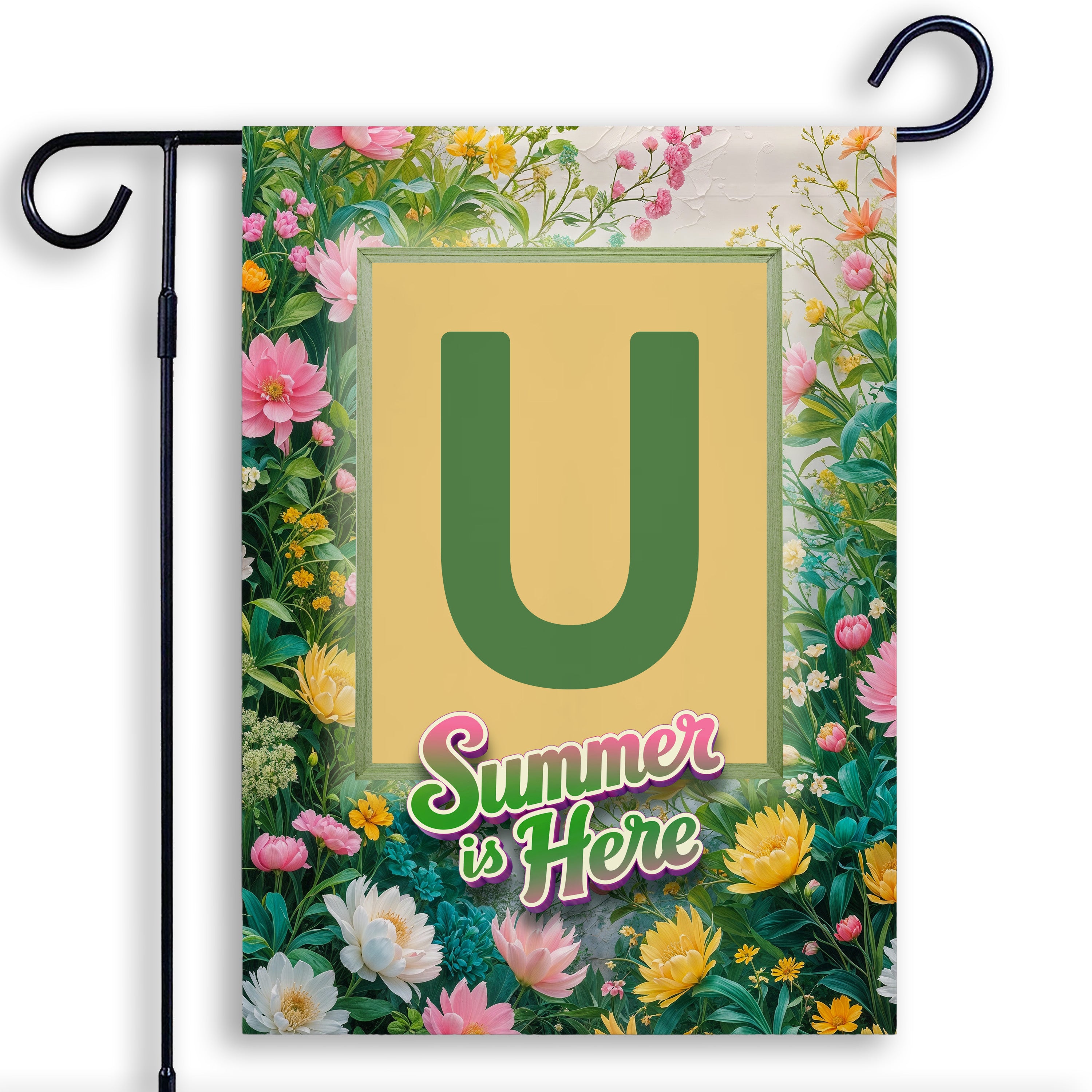 Summer, Summer is Here,  Monogram, Garden Flag