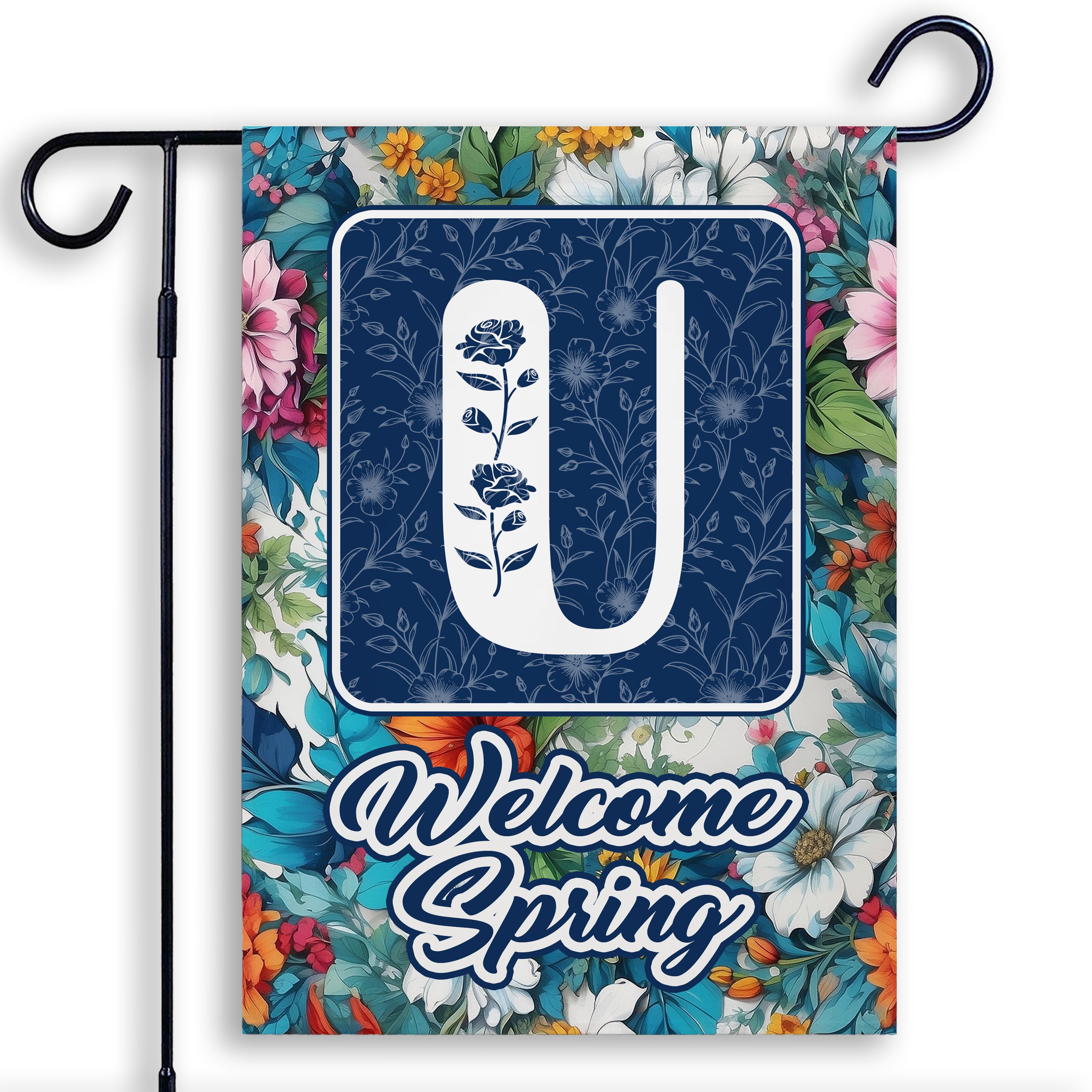 Spring, Welcome Spring,  Monogram, Garden Flag