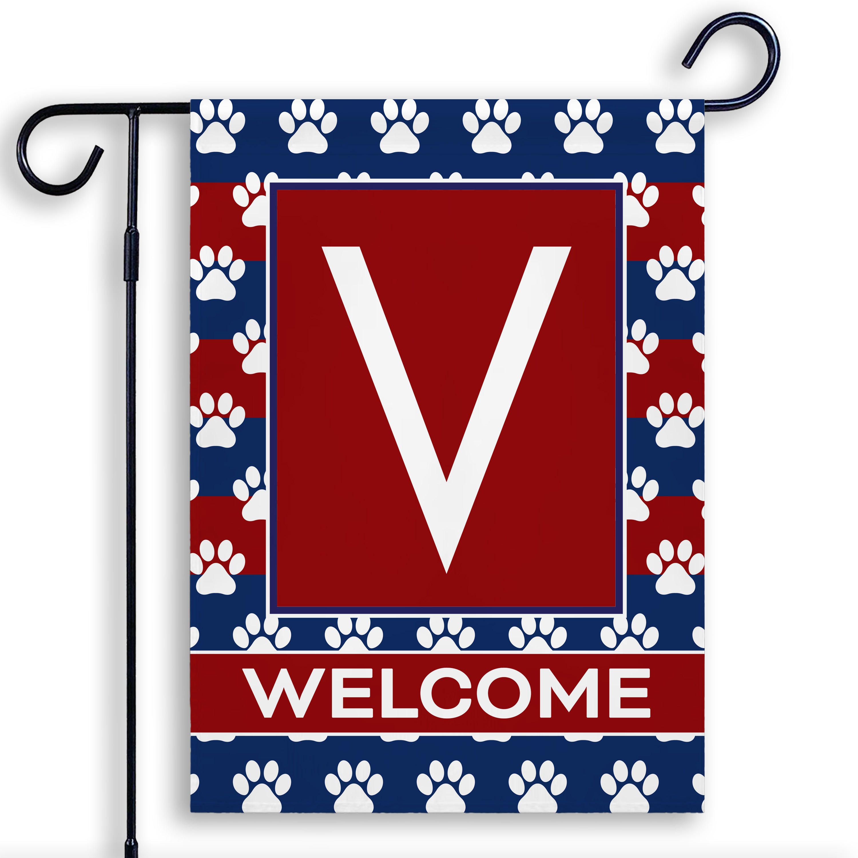Patriotic, Paws Stripes, Monogram, Garden Flag