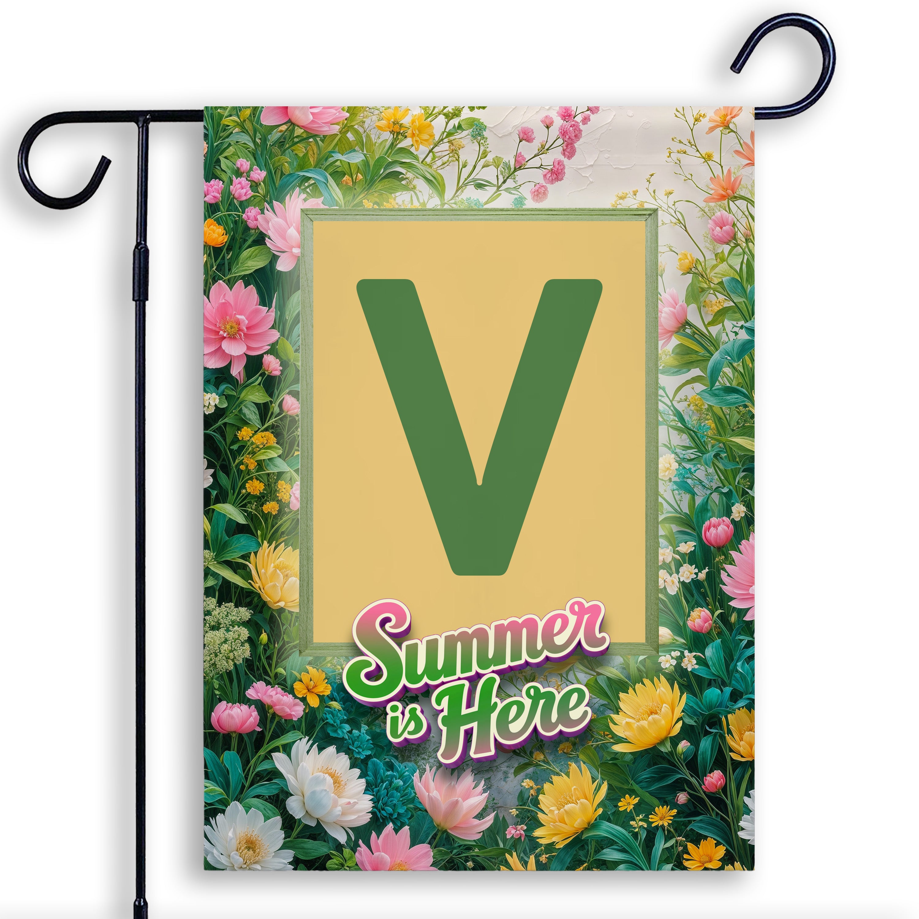 Summer, Summer is Here,  Monogram, Garden Flag