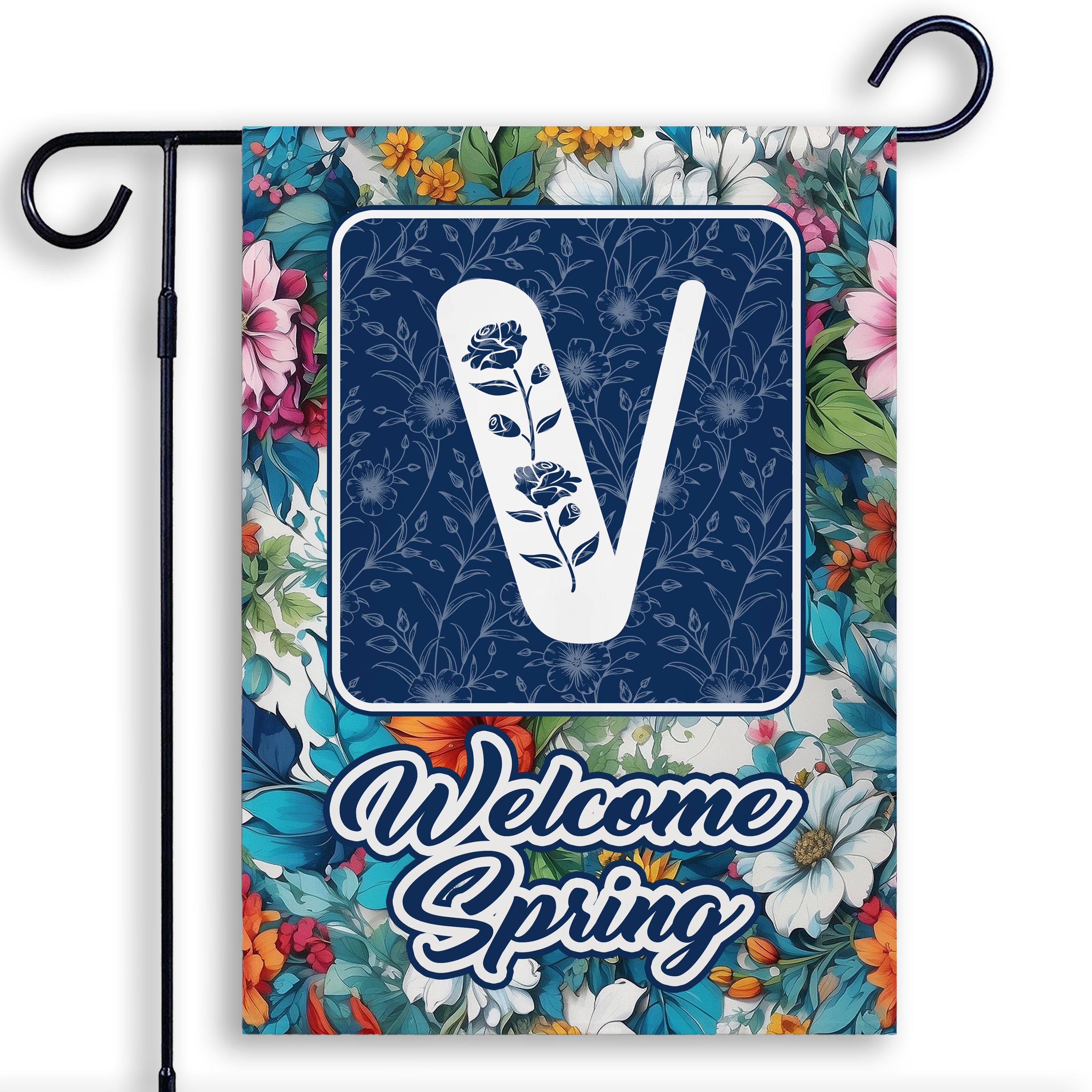 Spring, Welcome Spring,  Monogram, Garden Flag
