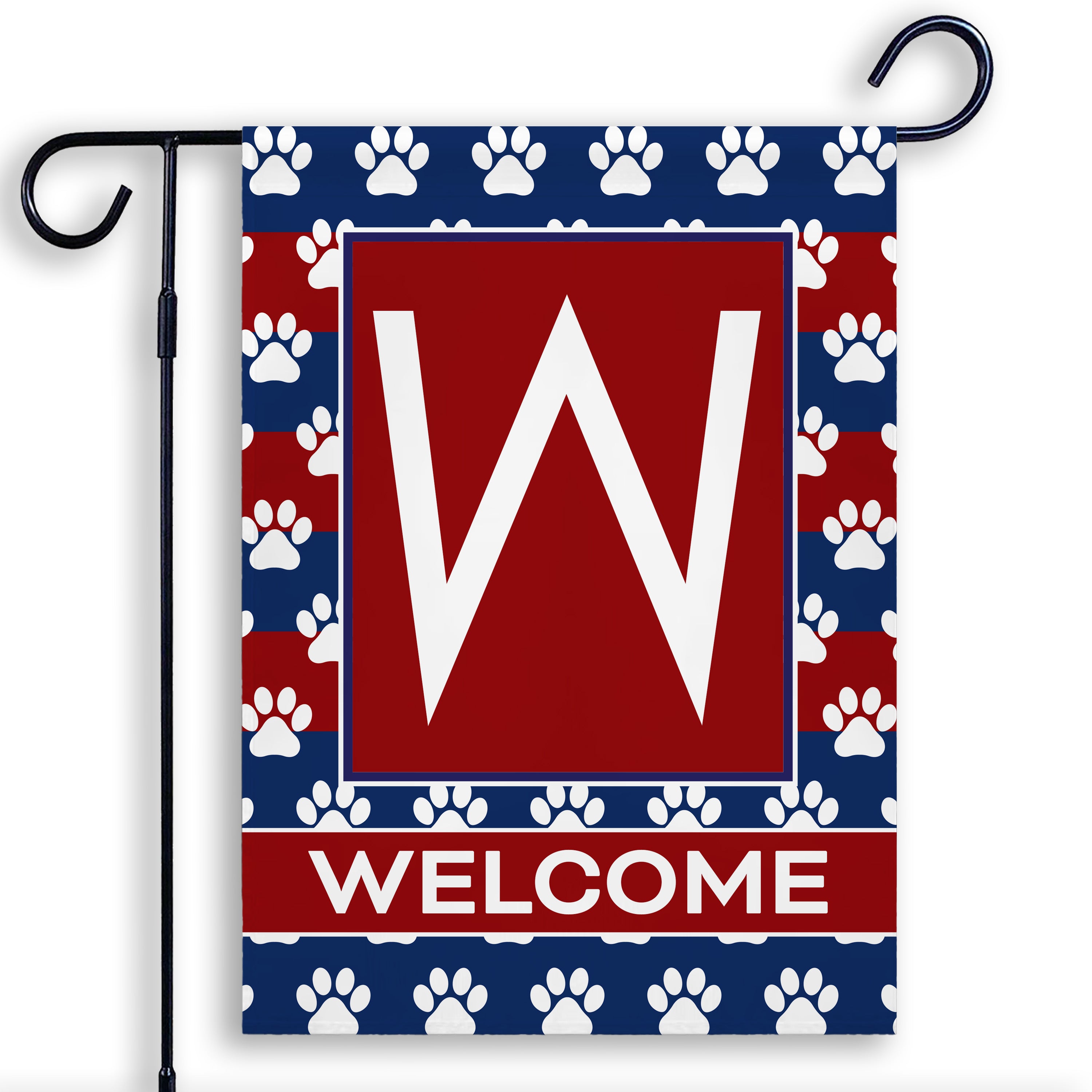 Patriotic, Paws Stripes, Monogram, Garden Flag