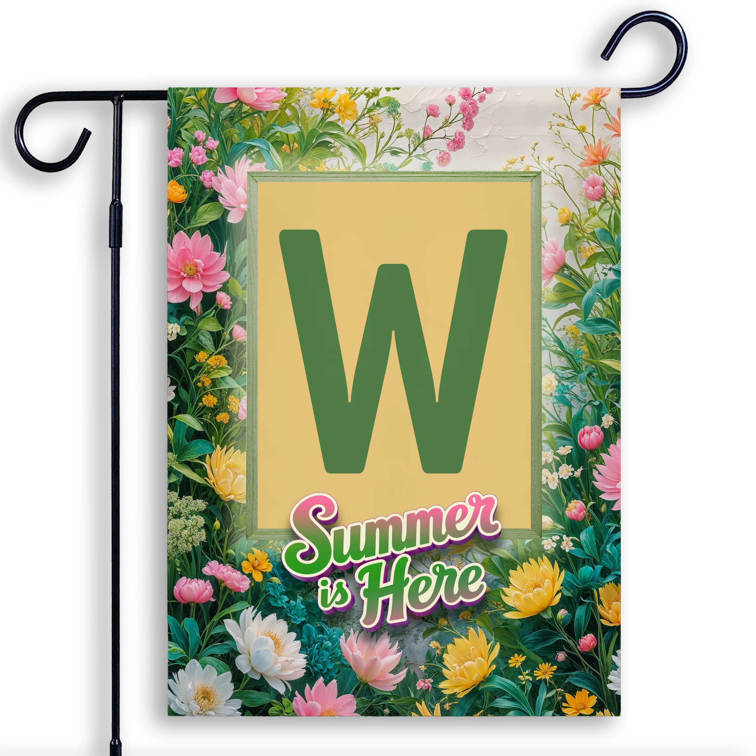 Summer, Summer is Here,  Monogram, Garden Flag