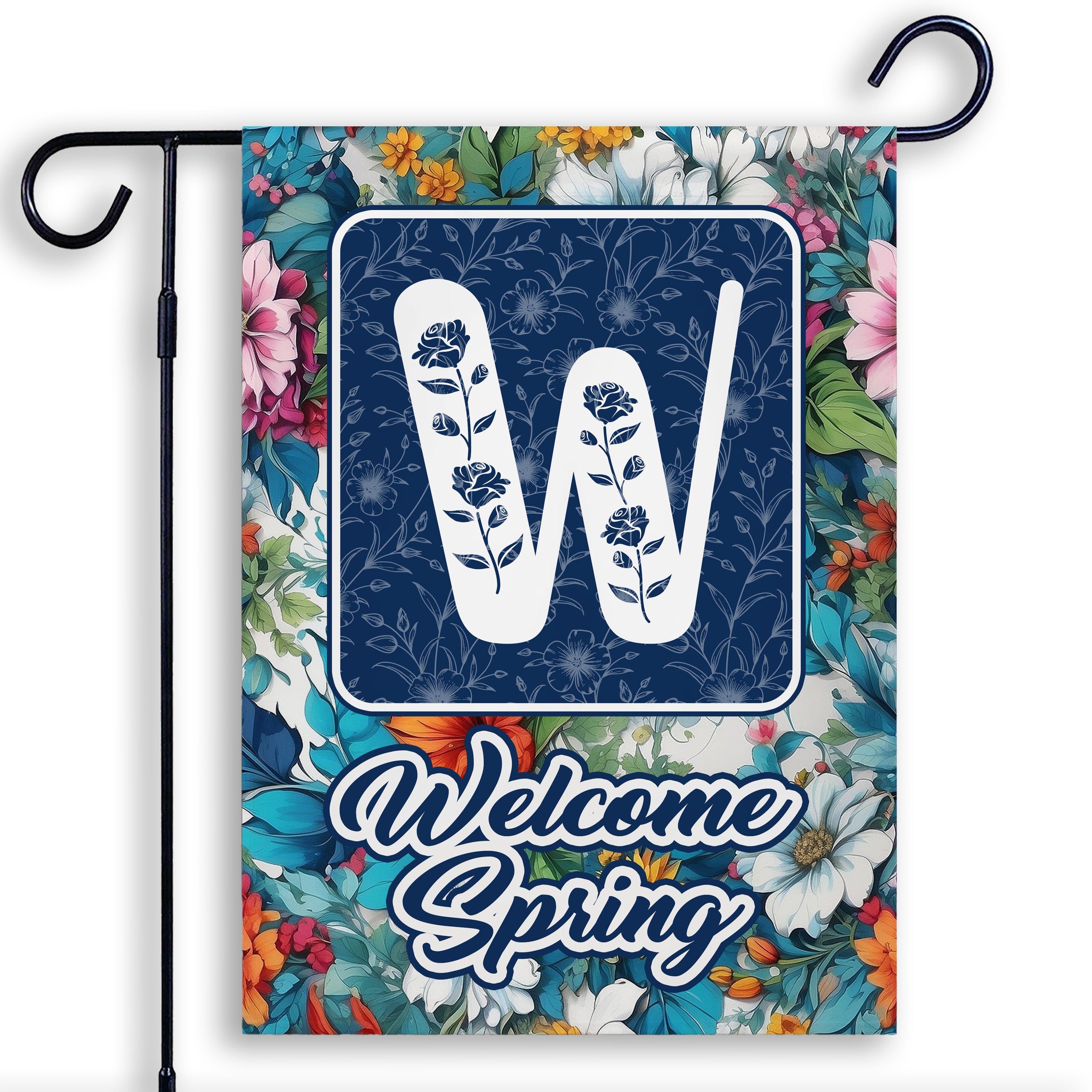 Spring, Welcome Spring,  Monogram, Garden Flag