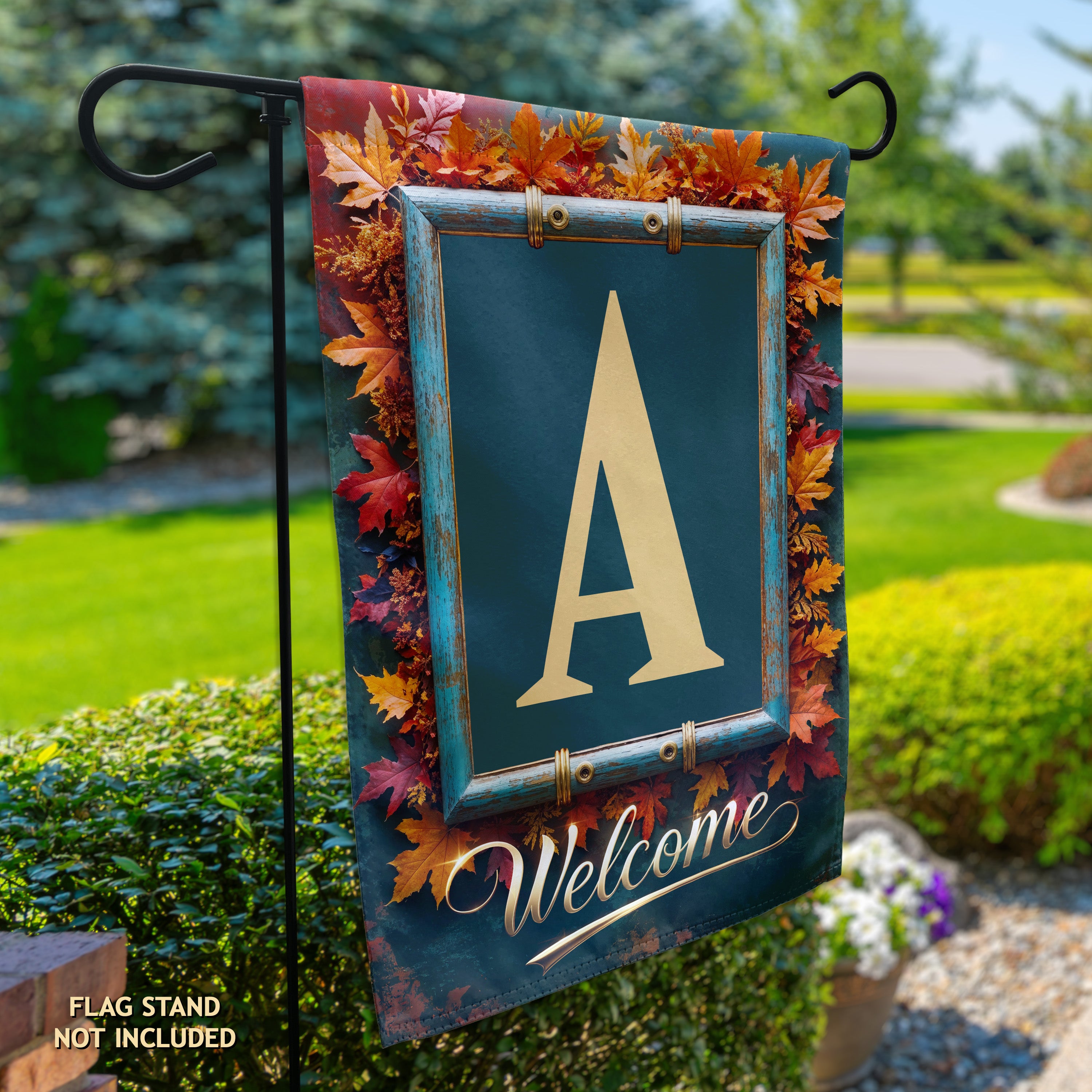 Fall, Welcome Fall, Monogram, Garden Flag