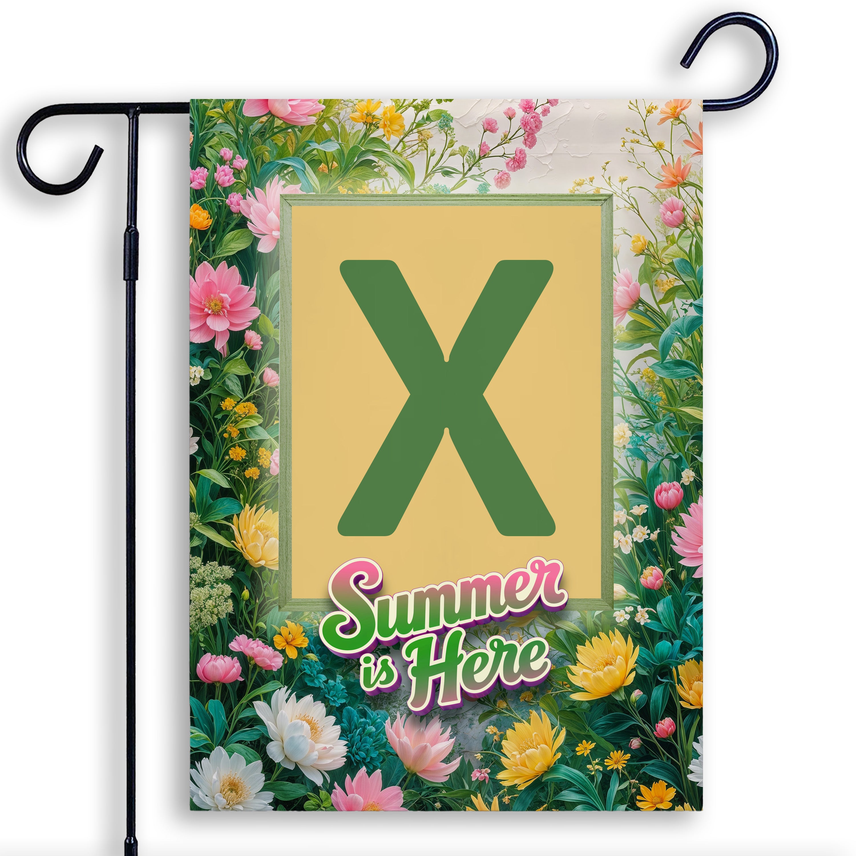 Summer, Summer is Here,  Monogram, Garden Flag