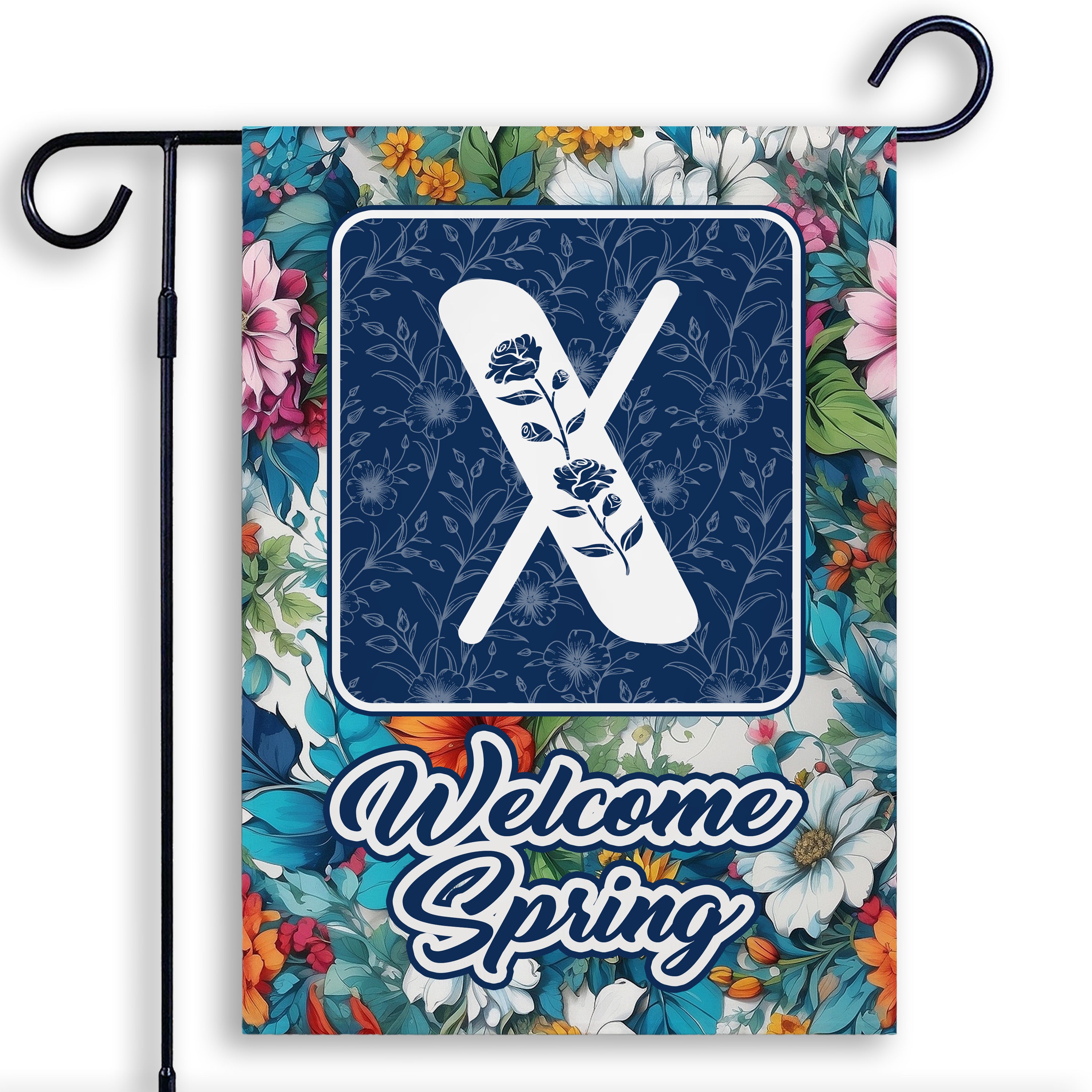 Spring, Welcome Spring,  Monogram, Garden Flag