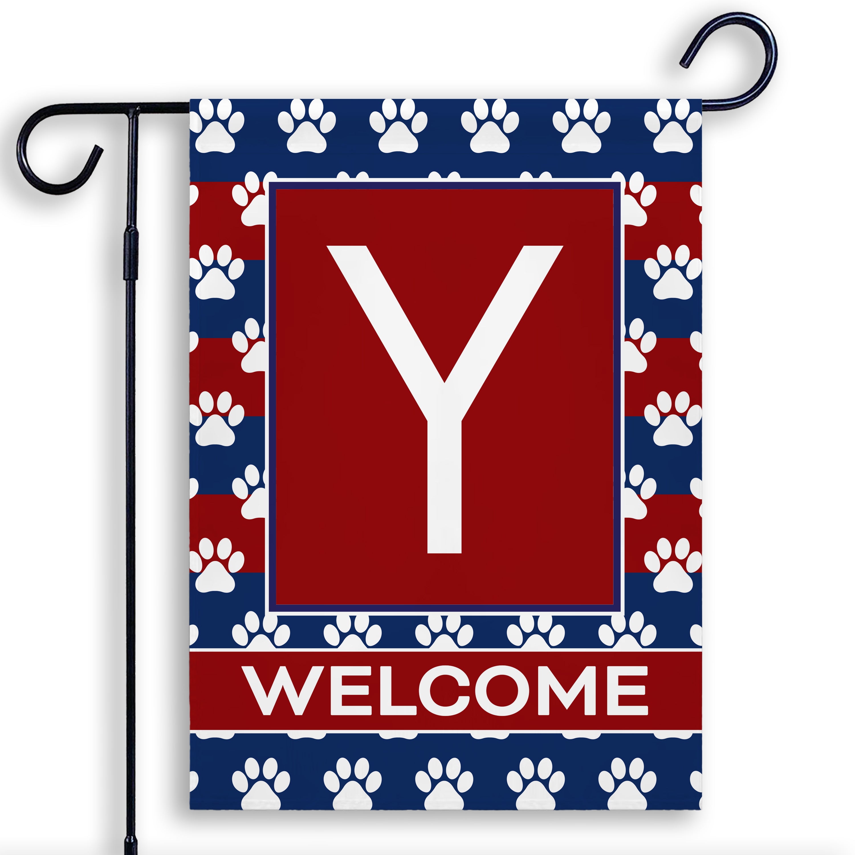Patriotic, Paws Stripes, Monogram, Garden Flag