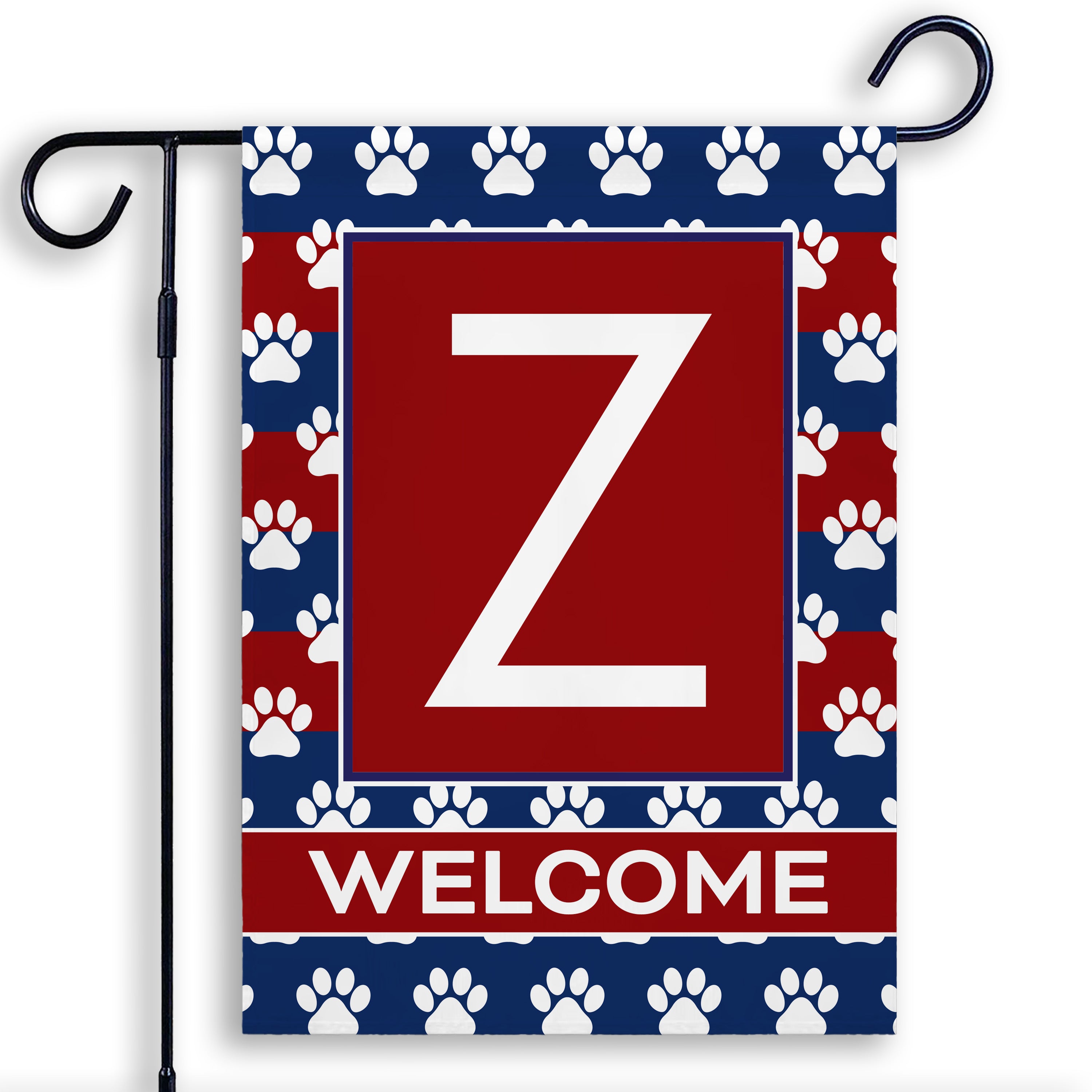 Patriotic, Paws Stripes, Monogram, Garden Flag