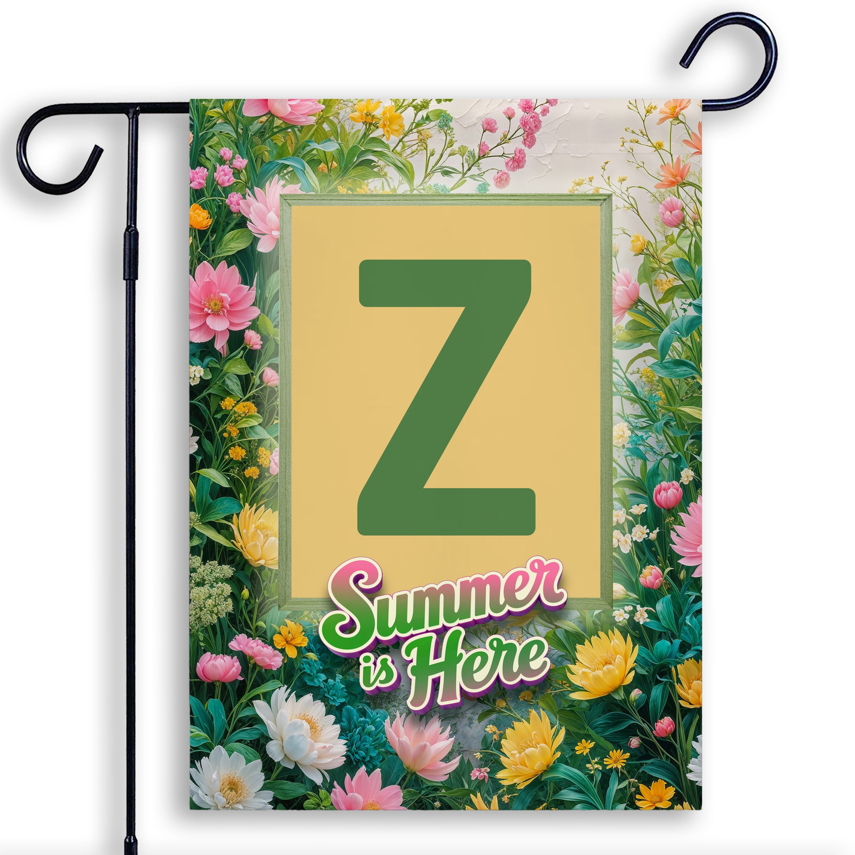 Summer, Summer is Here,  Monogram, Garden Flag