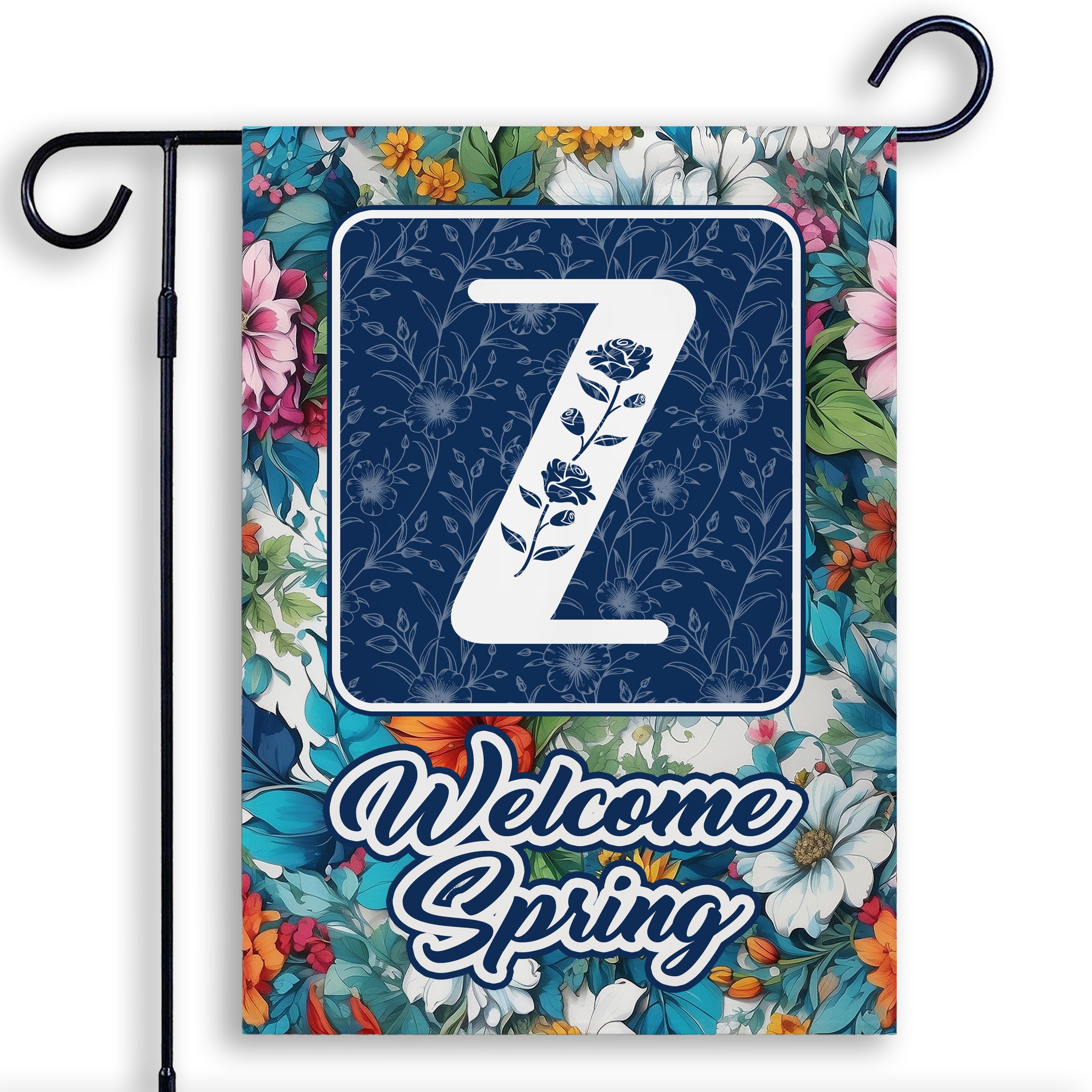 Spring, Welcome Spring,  Monogram, Garden Flag