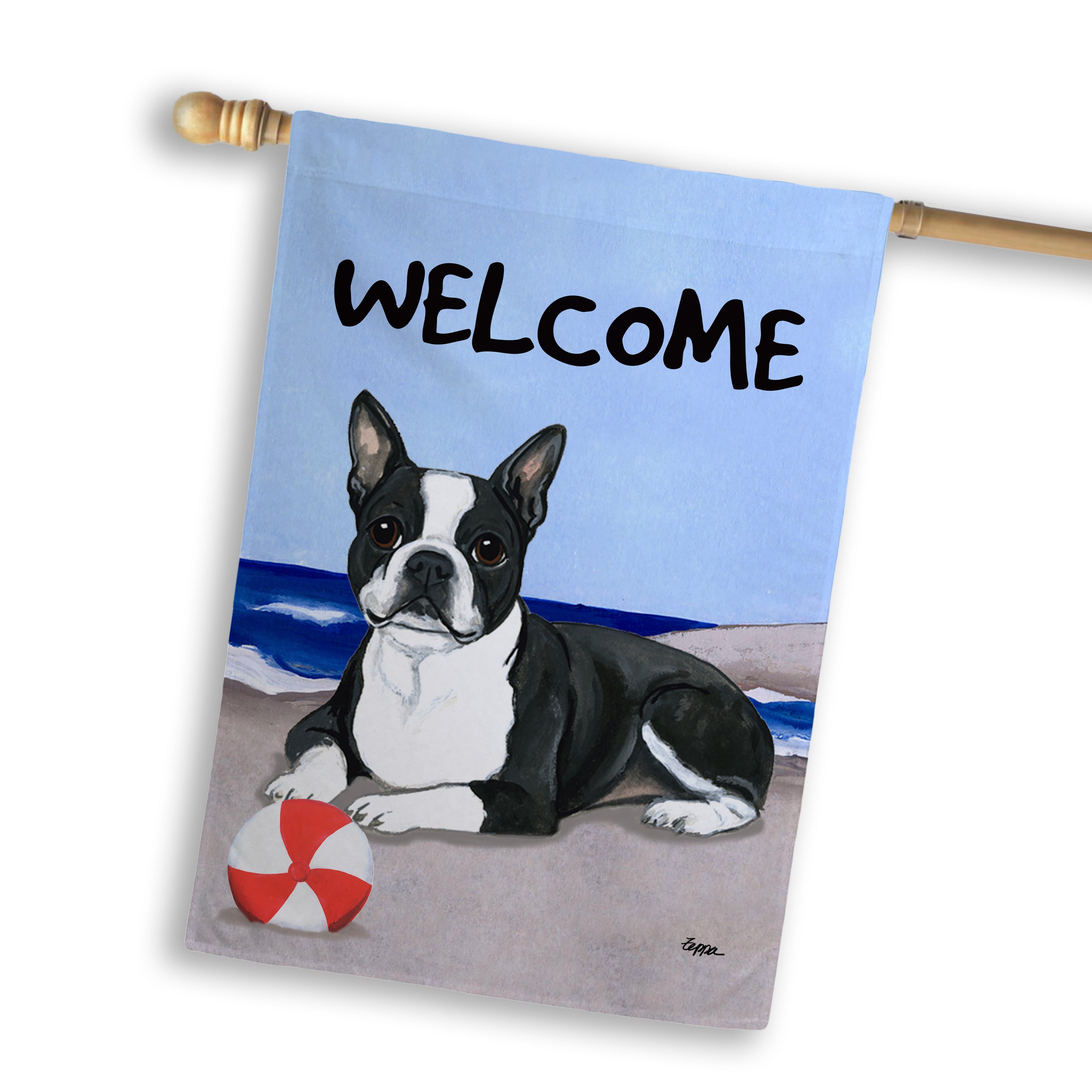 Boston Terrier Lying House Flag