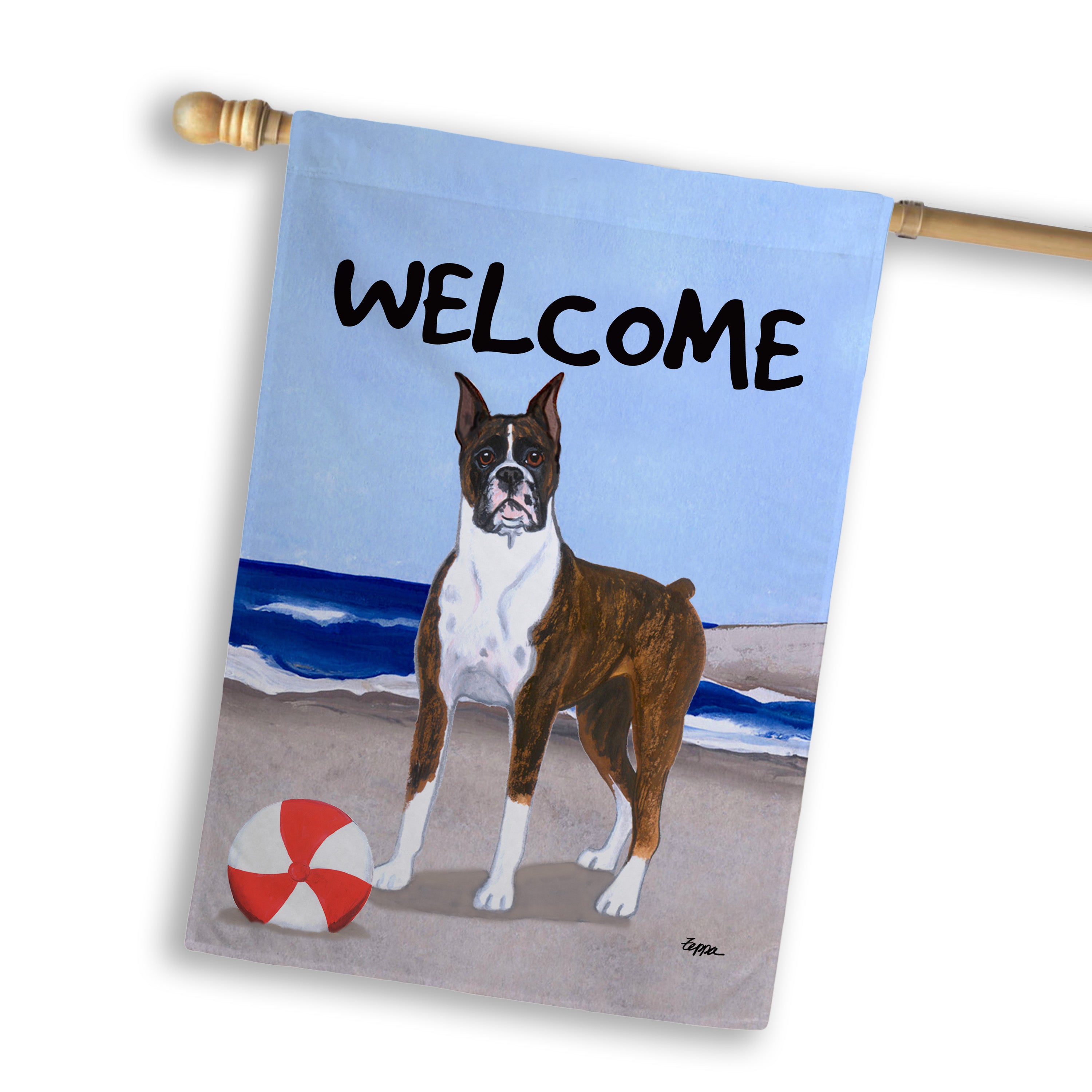 Boxer Standing House Flag