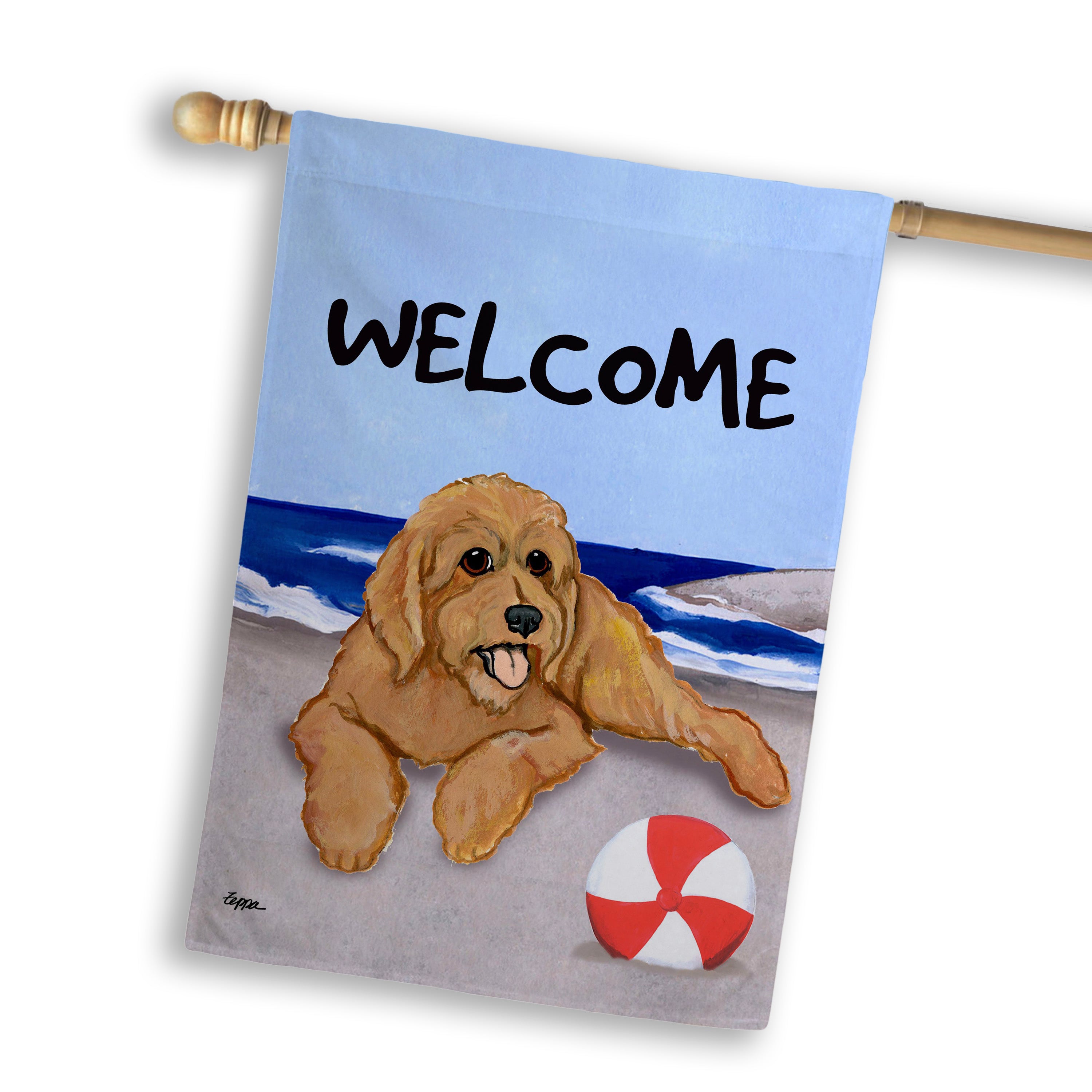 Golden-Labra Doodle House Flag