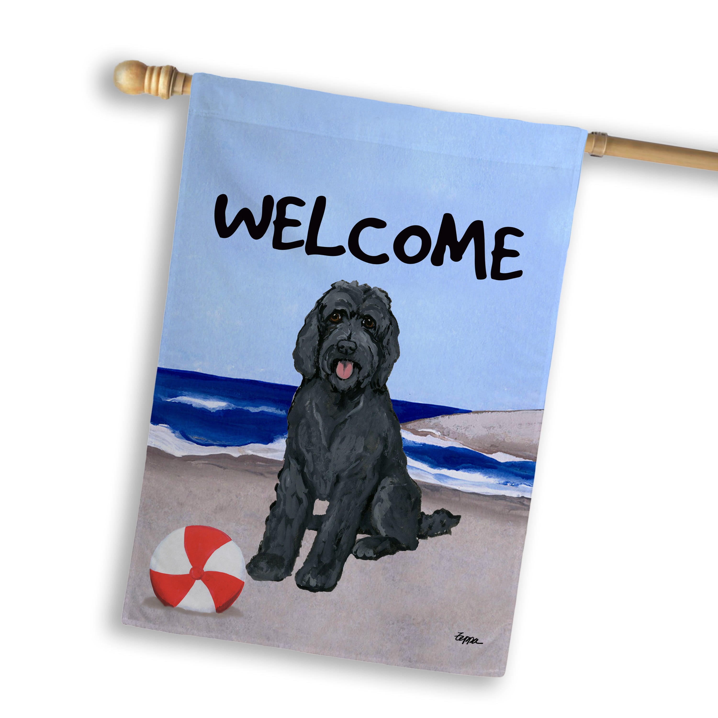 Golden-Labra Doodle House Flag