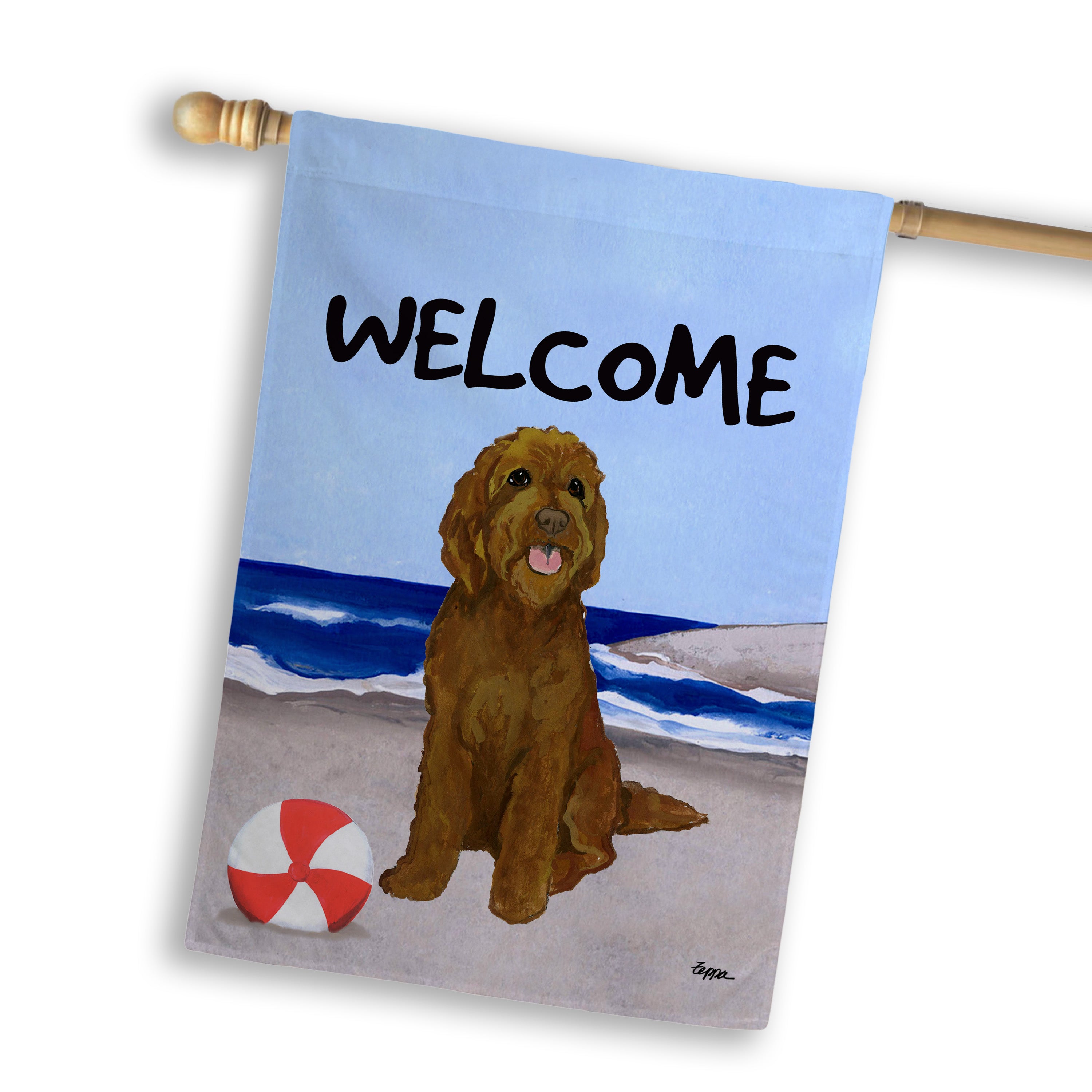 Golden-Labra Doodle House Flag