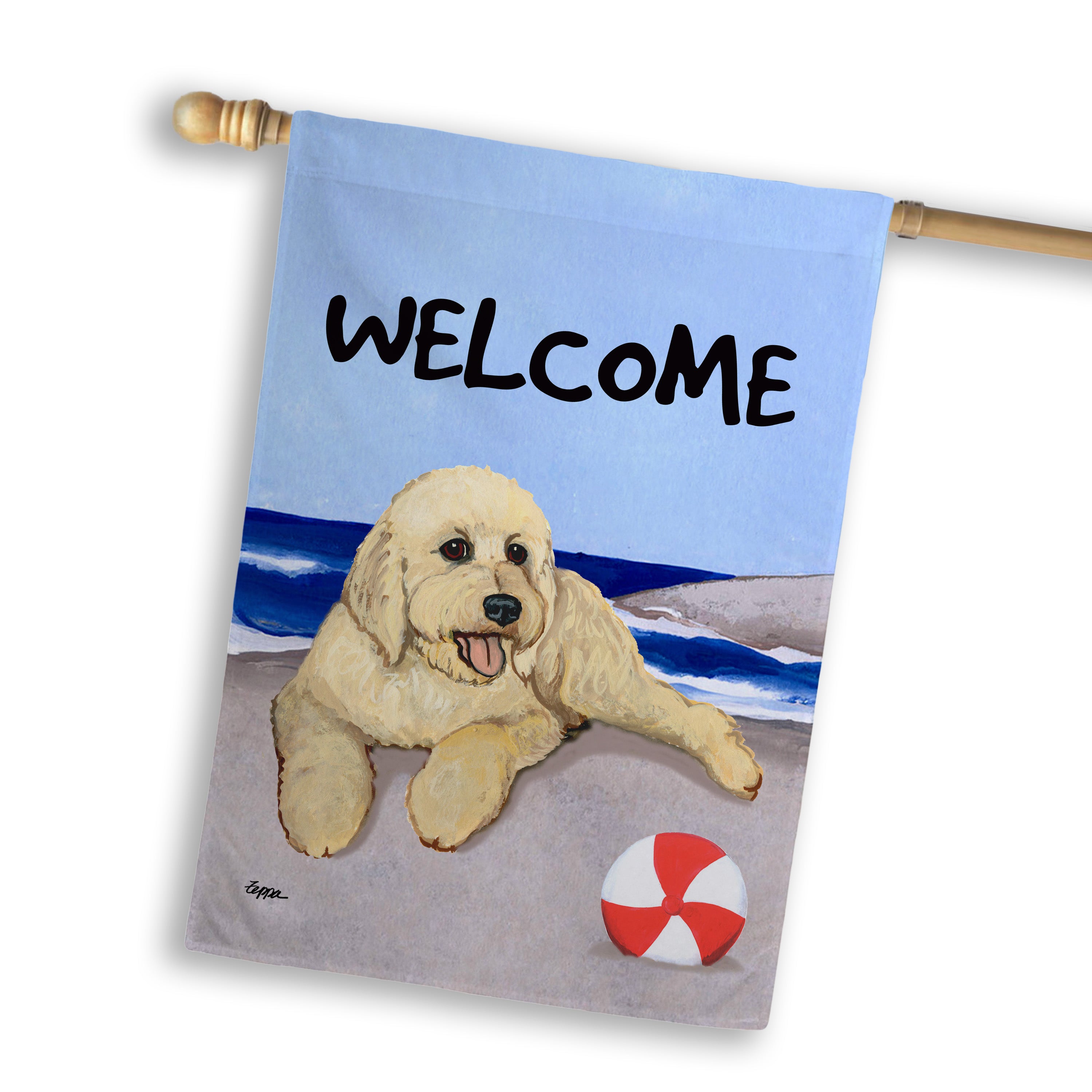Golden-Labra Doodle House Flag