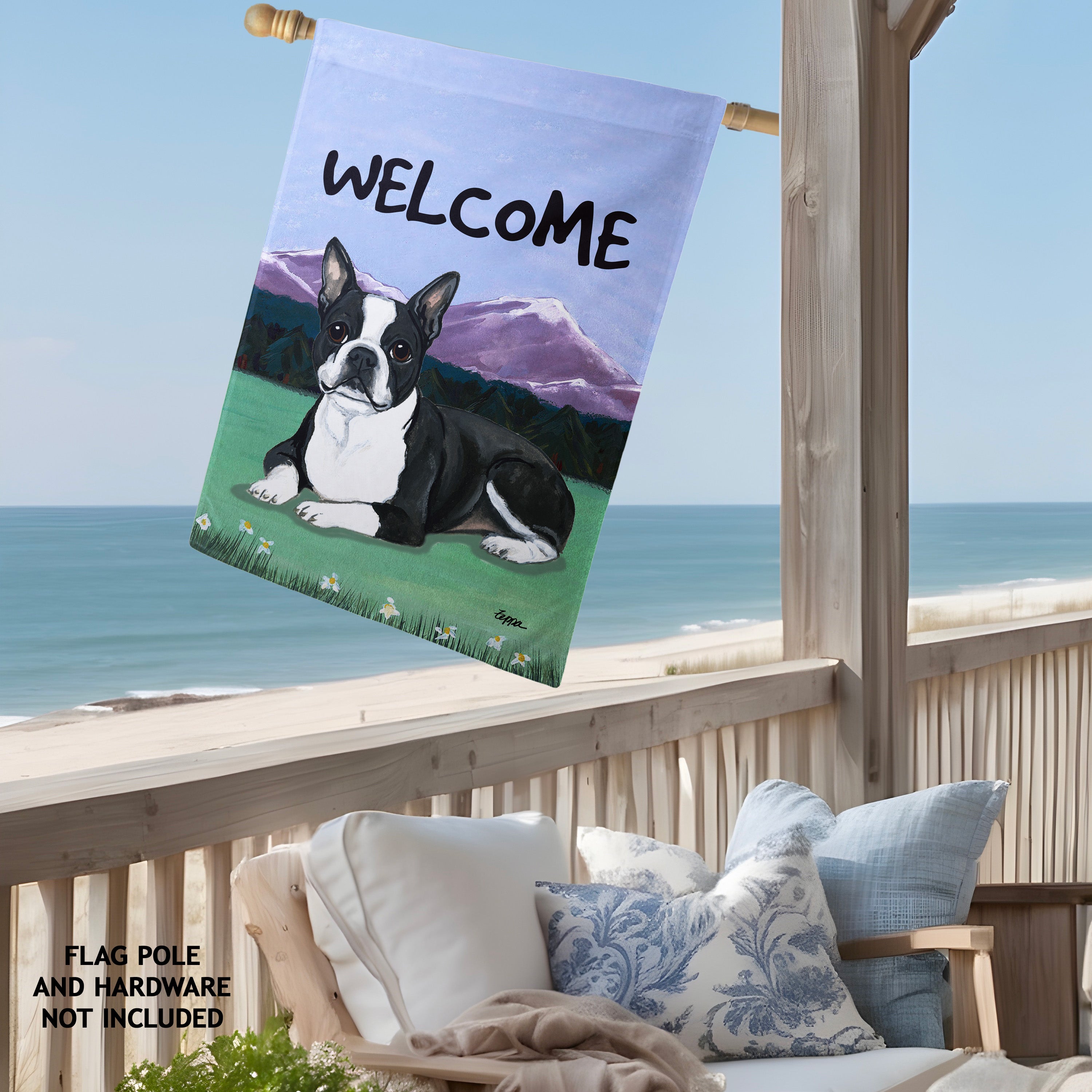 Boston Terrier Lying House Flag