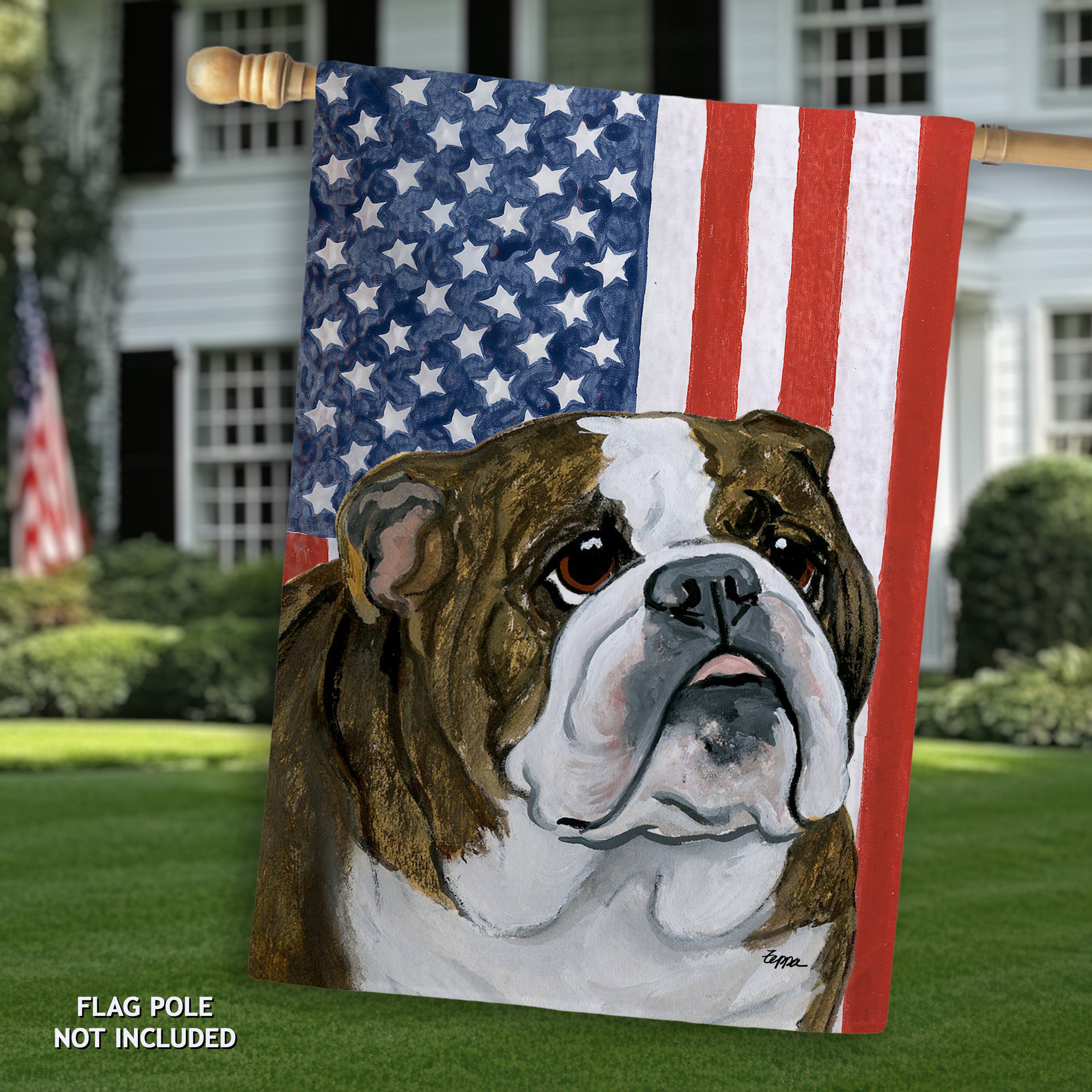 English Bulldog Americana House Flag