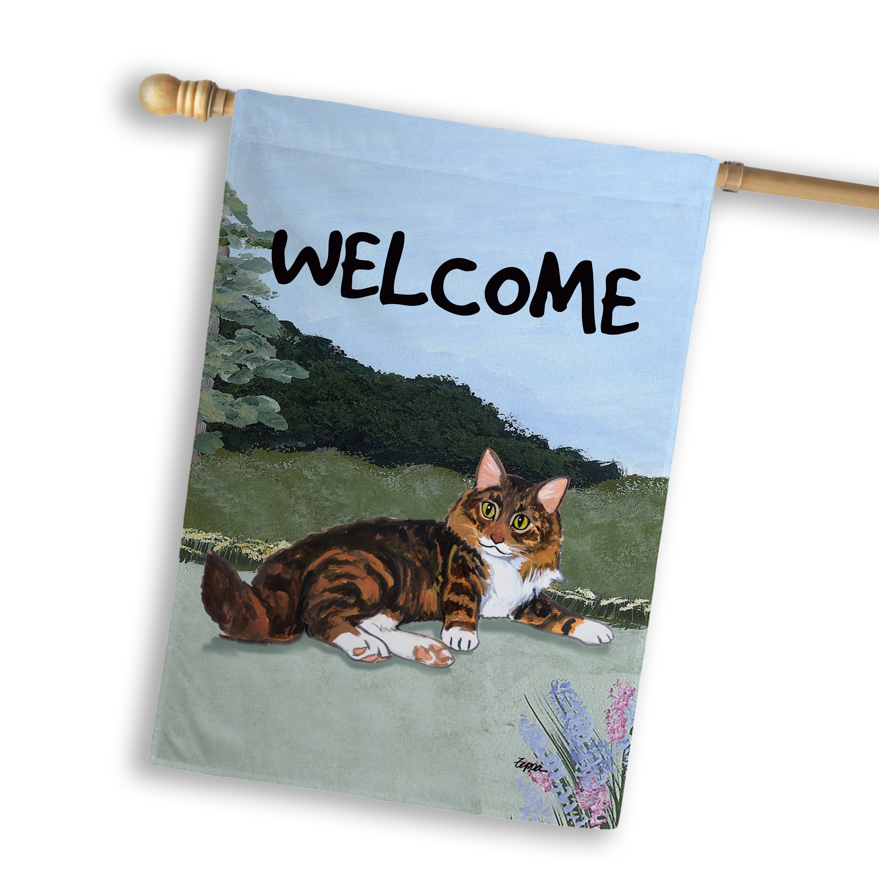 Maine Coon Cat House Flag