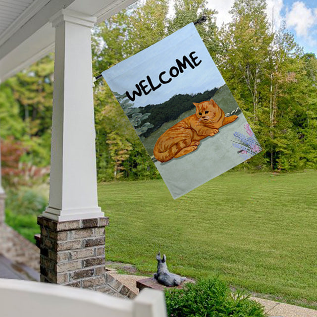 Ornage Tabby Cat House Flag