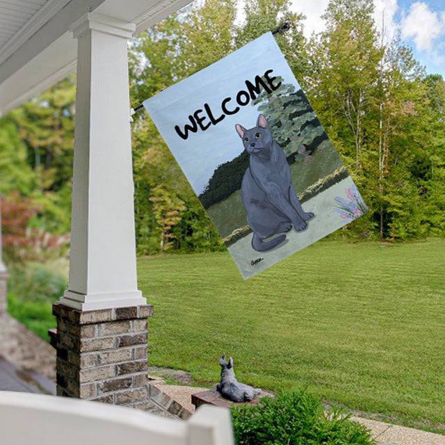 Russian Blue Cat House Flag
