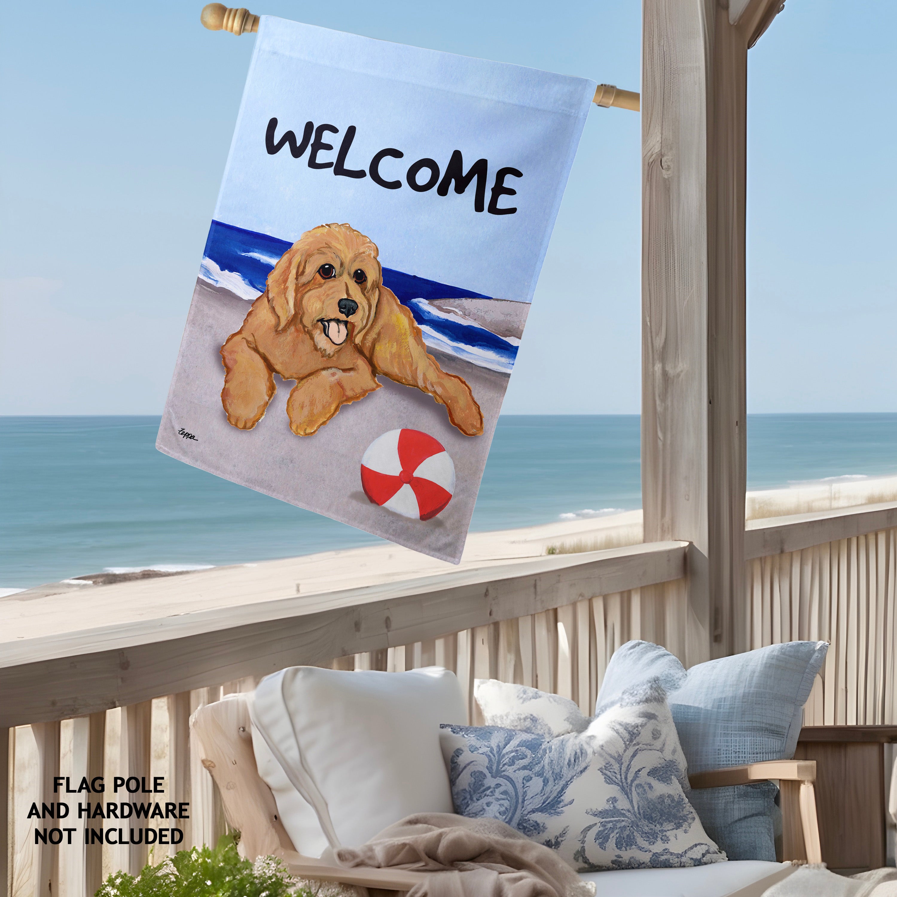 Golden-Labra Doodle House Flag