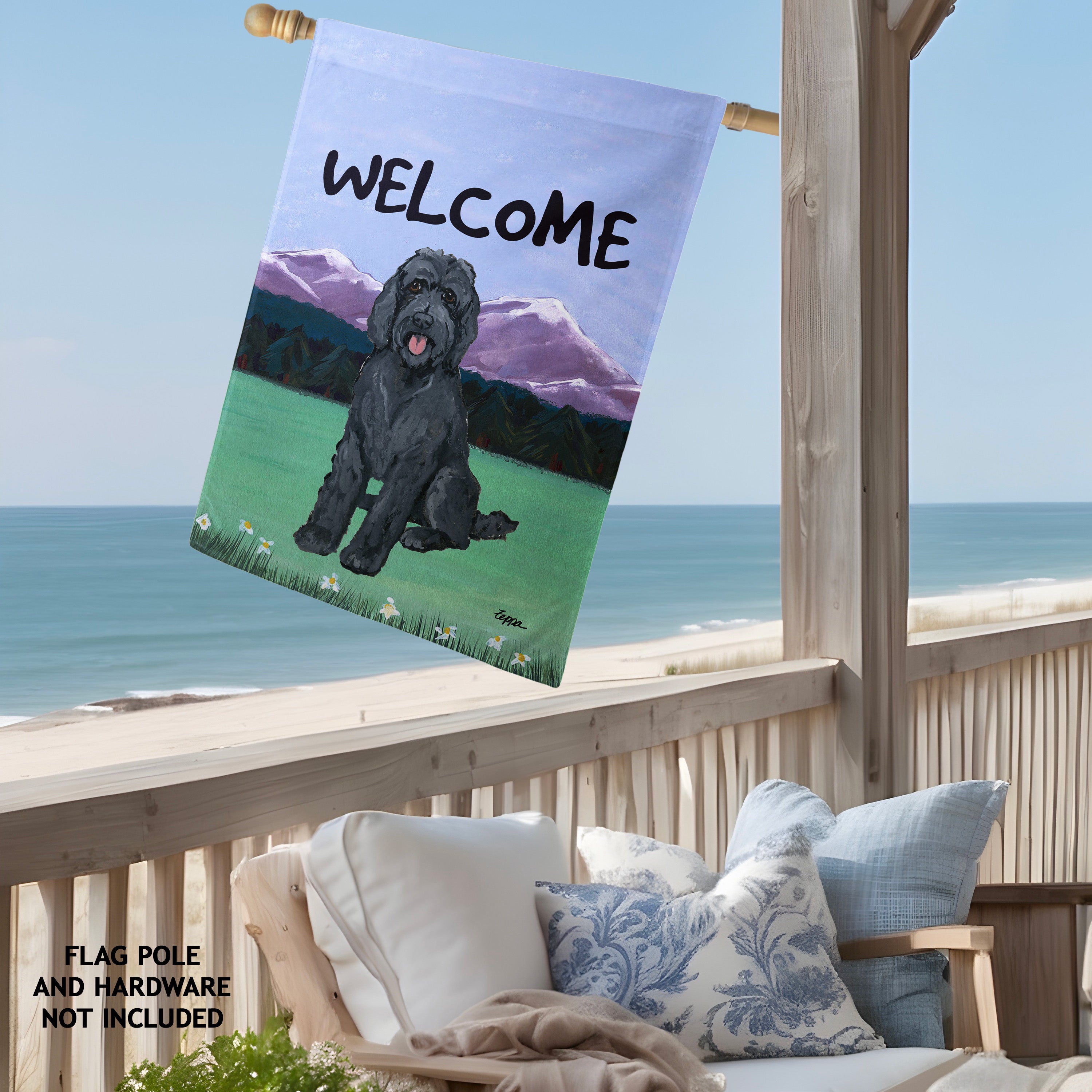 Golden-Labra Doodle House Flag