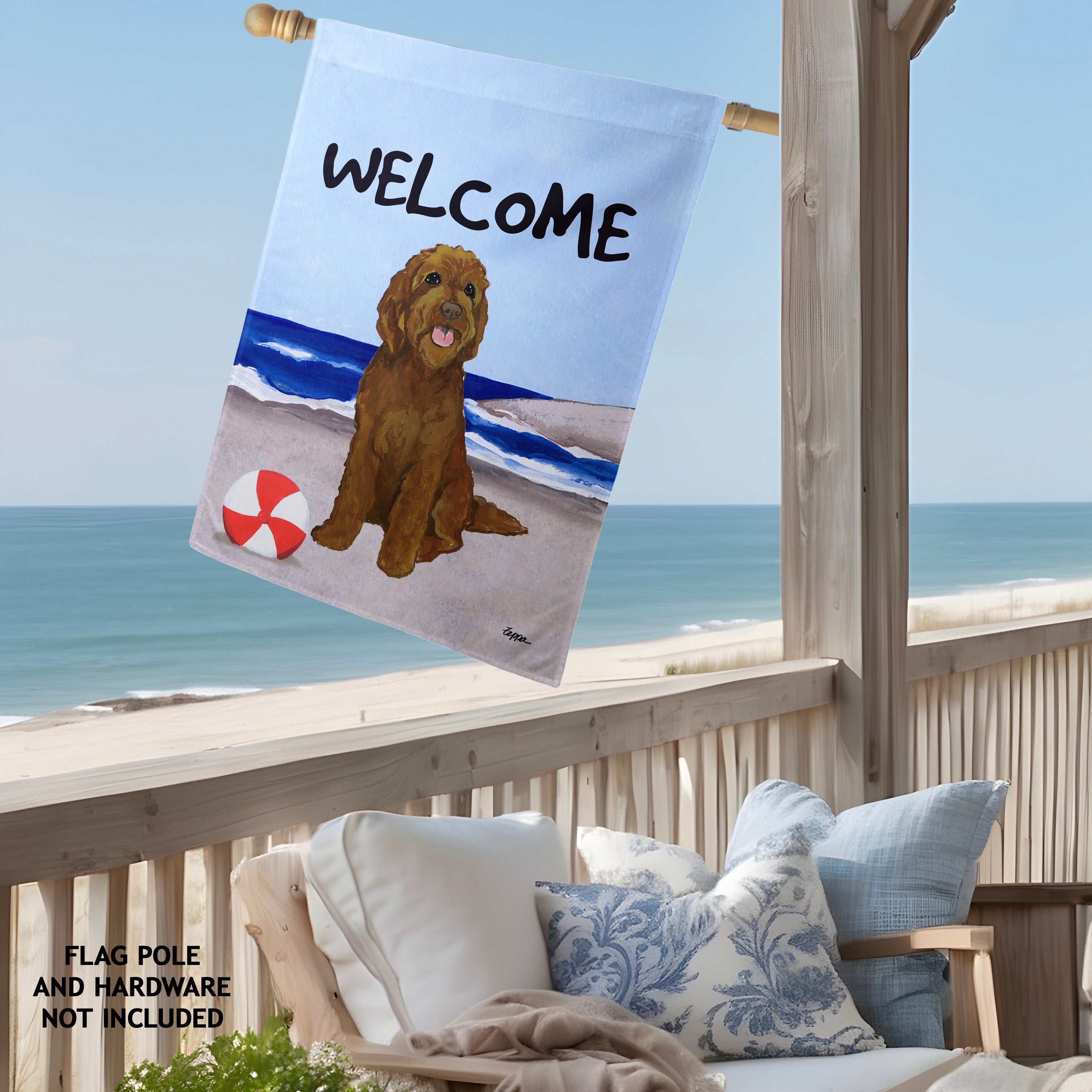 Golden-Labra Doodle House Flag