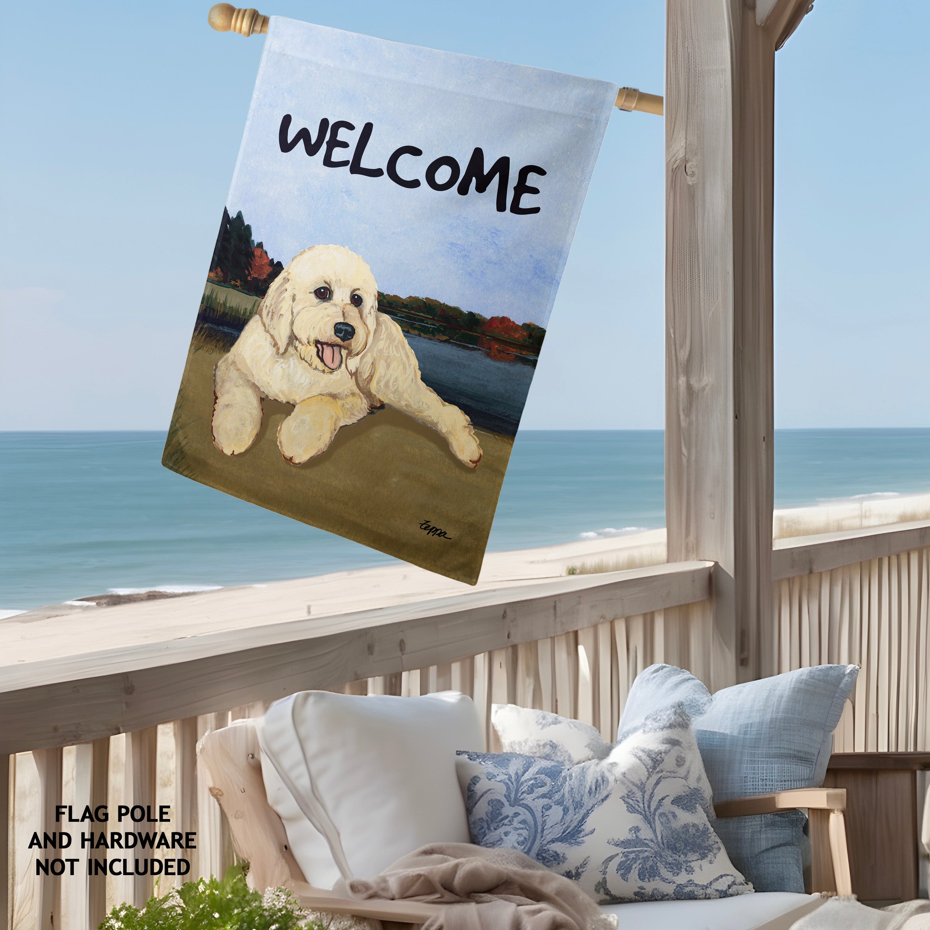 Golden-Labra Doodle House Flag