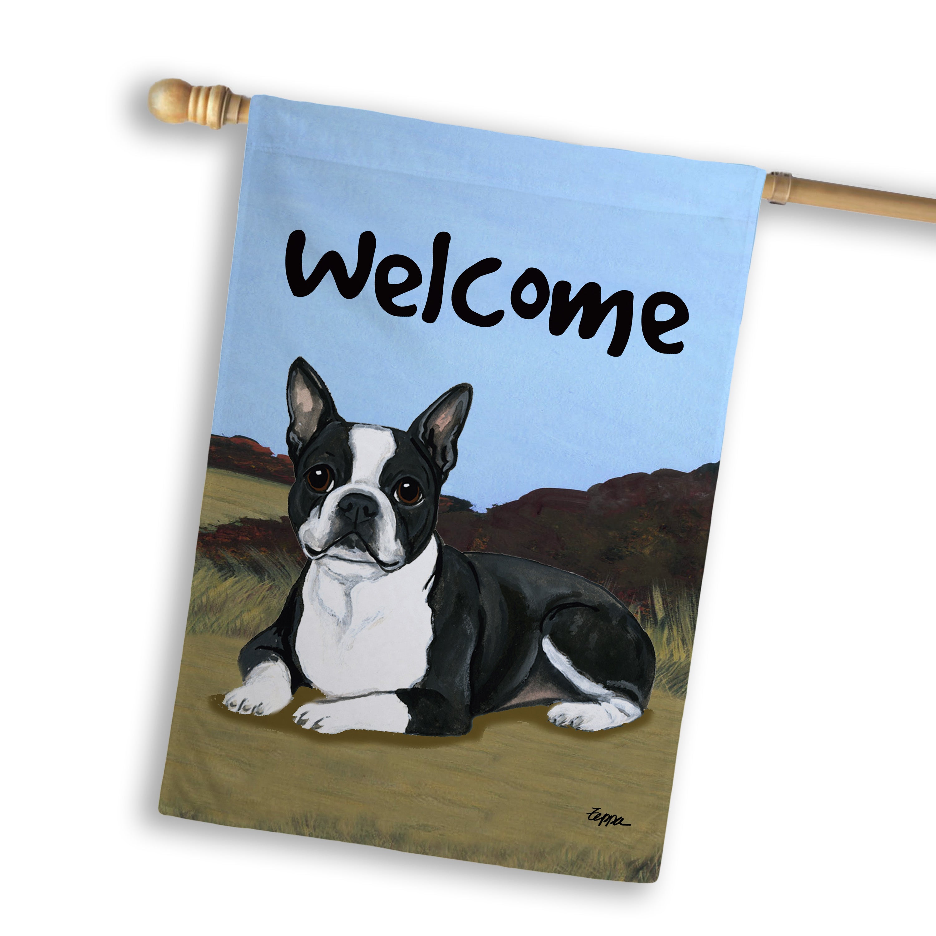 Boston Terrier Lying House Flag