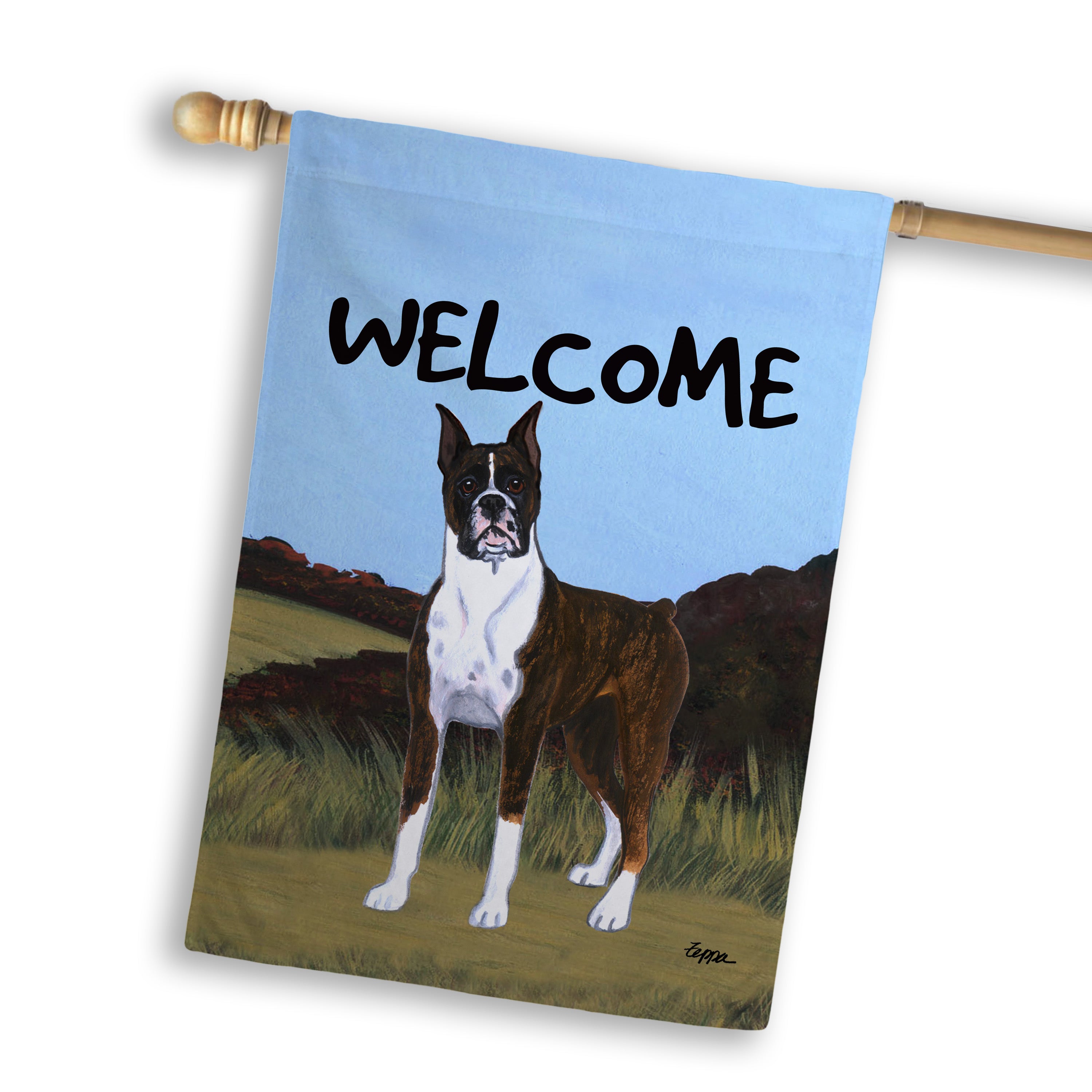 Boxer Standing House Flag