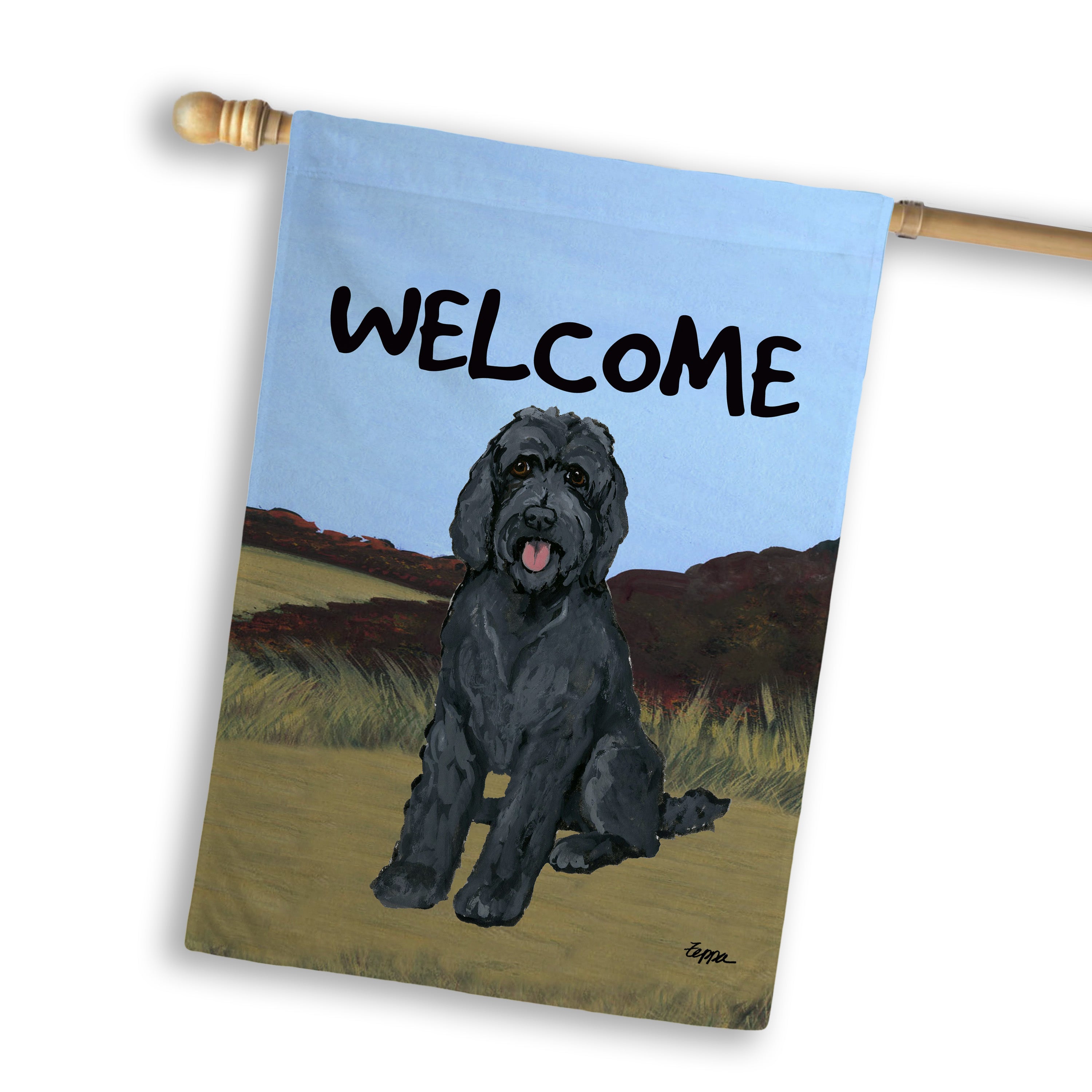 Golden-Labra Doodle House Flag