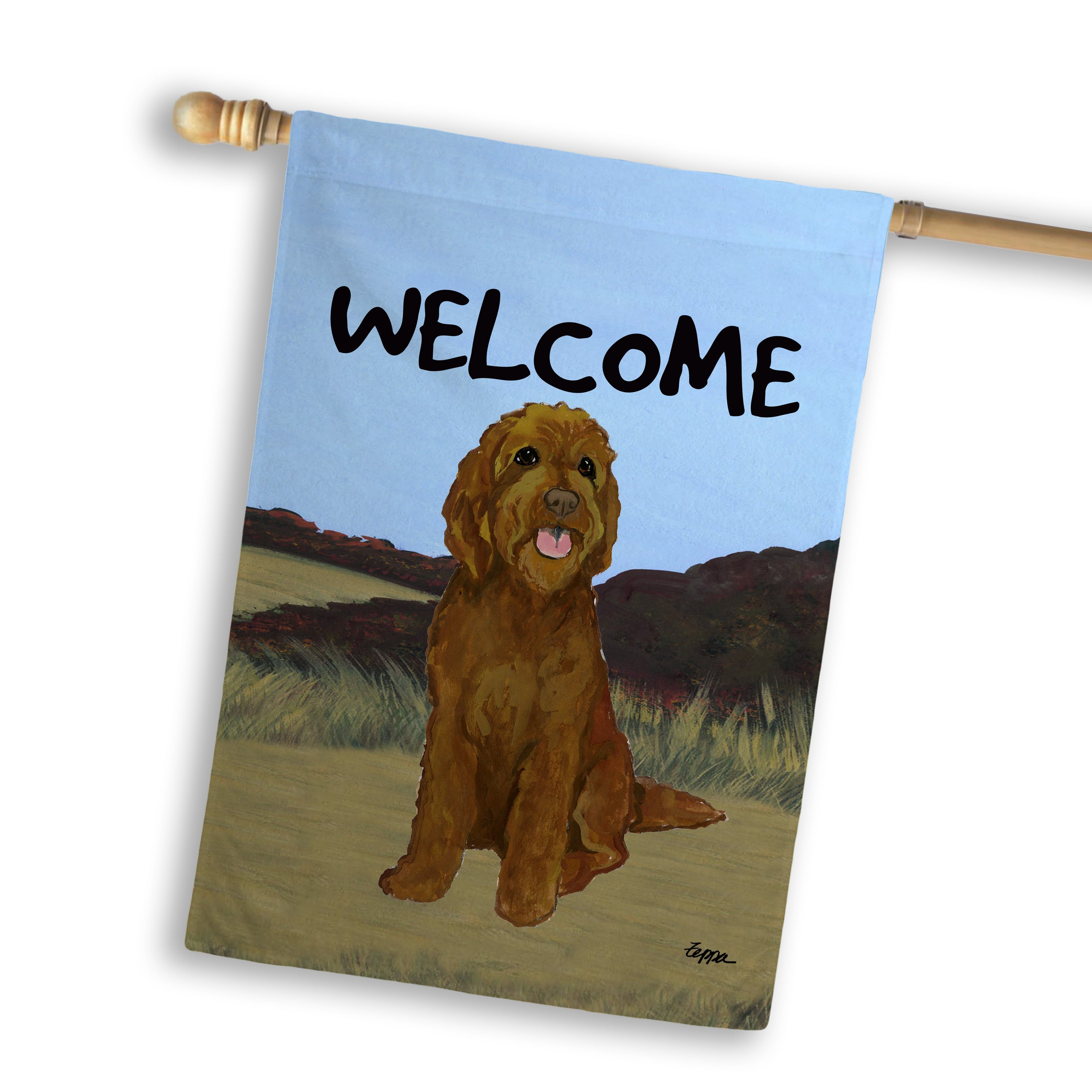Golden-Labra Doodle House Flag