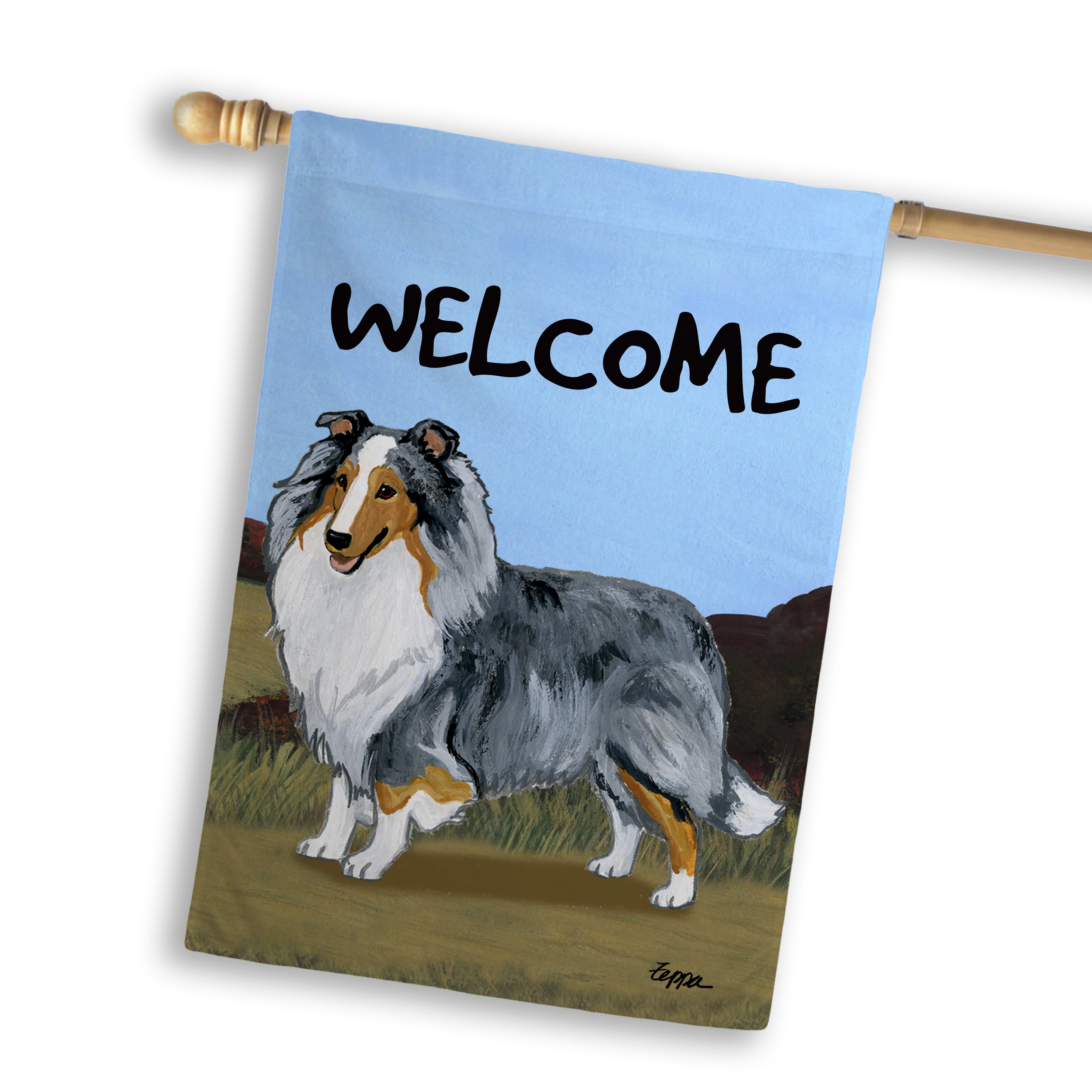 Shetland Sheepdog House Flag